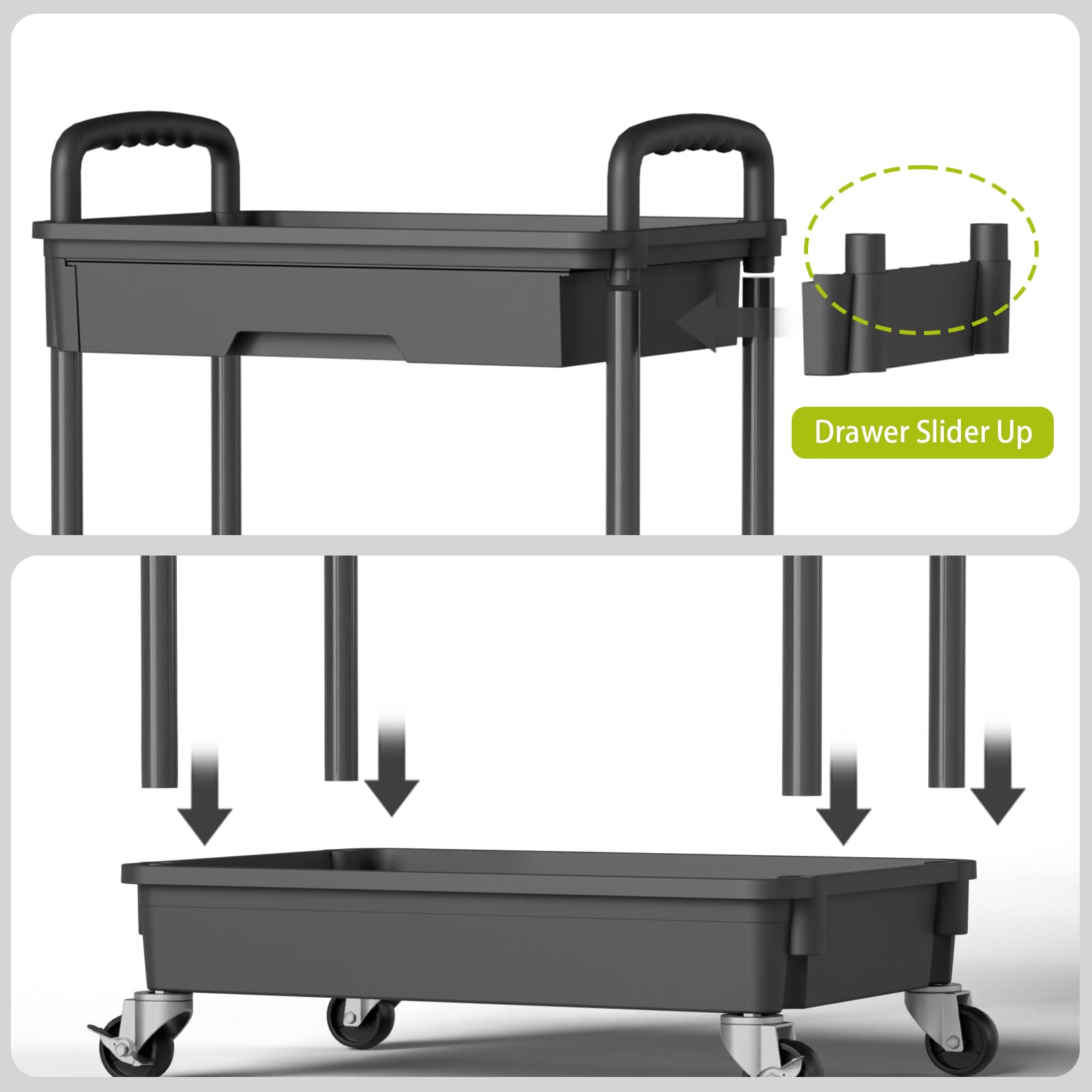 Sorgion 5 Tier Rolling Cart Organizer,Bathroom Cart Organizers with Wheels Laundry Room