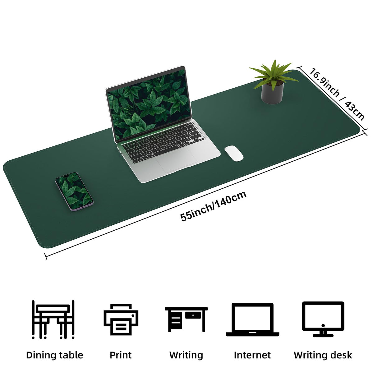 AFIING Cork Desk Mat 55" x 17", Dual-Sided Natural Cork & PU Leather Desk Pad, Non-Slip Waterproof