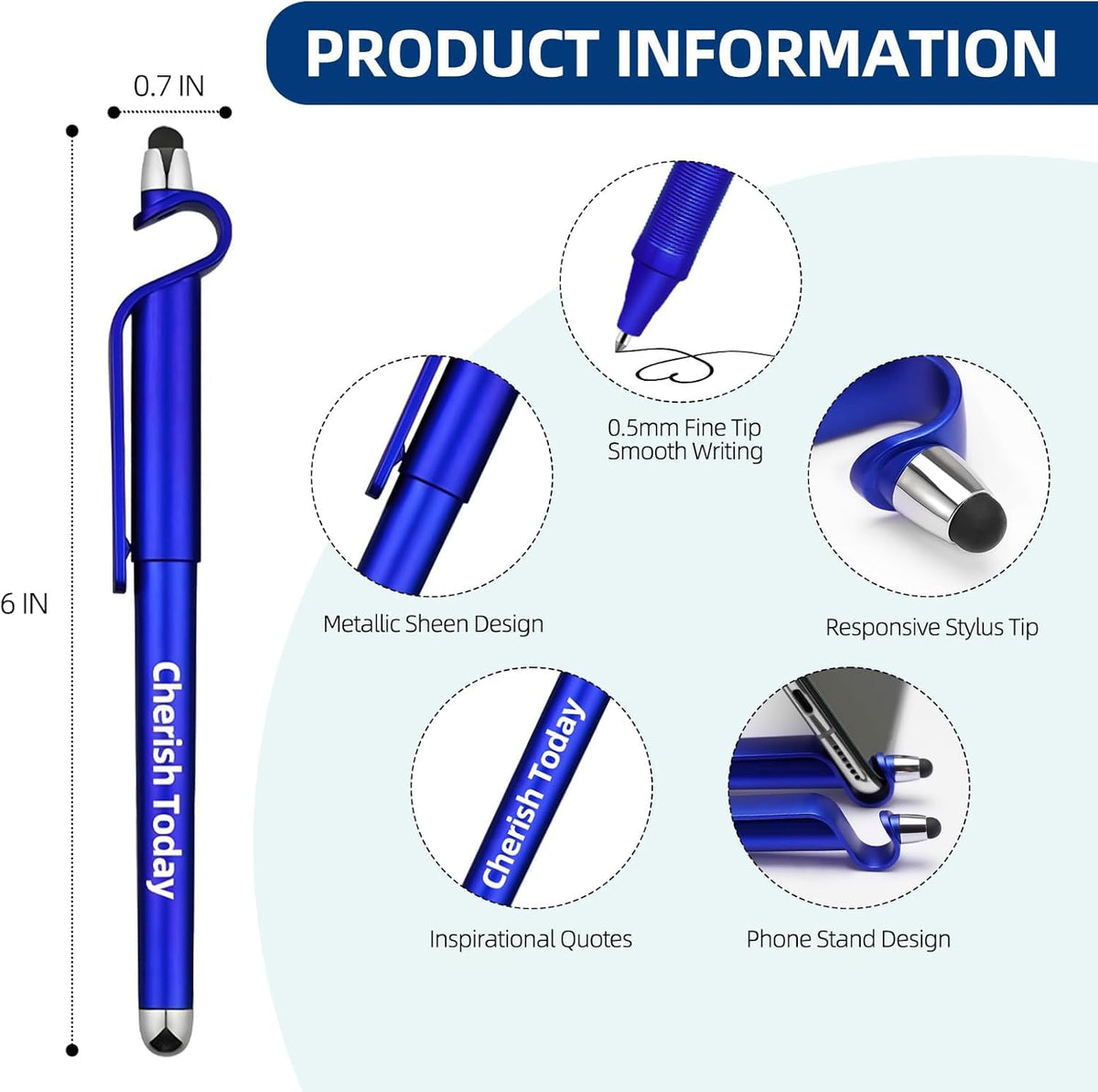 50 Pcs Inspirational Pens Batch, Motivational Ballpoint Pen with Writing Touch Screen And Mobile