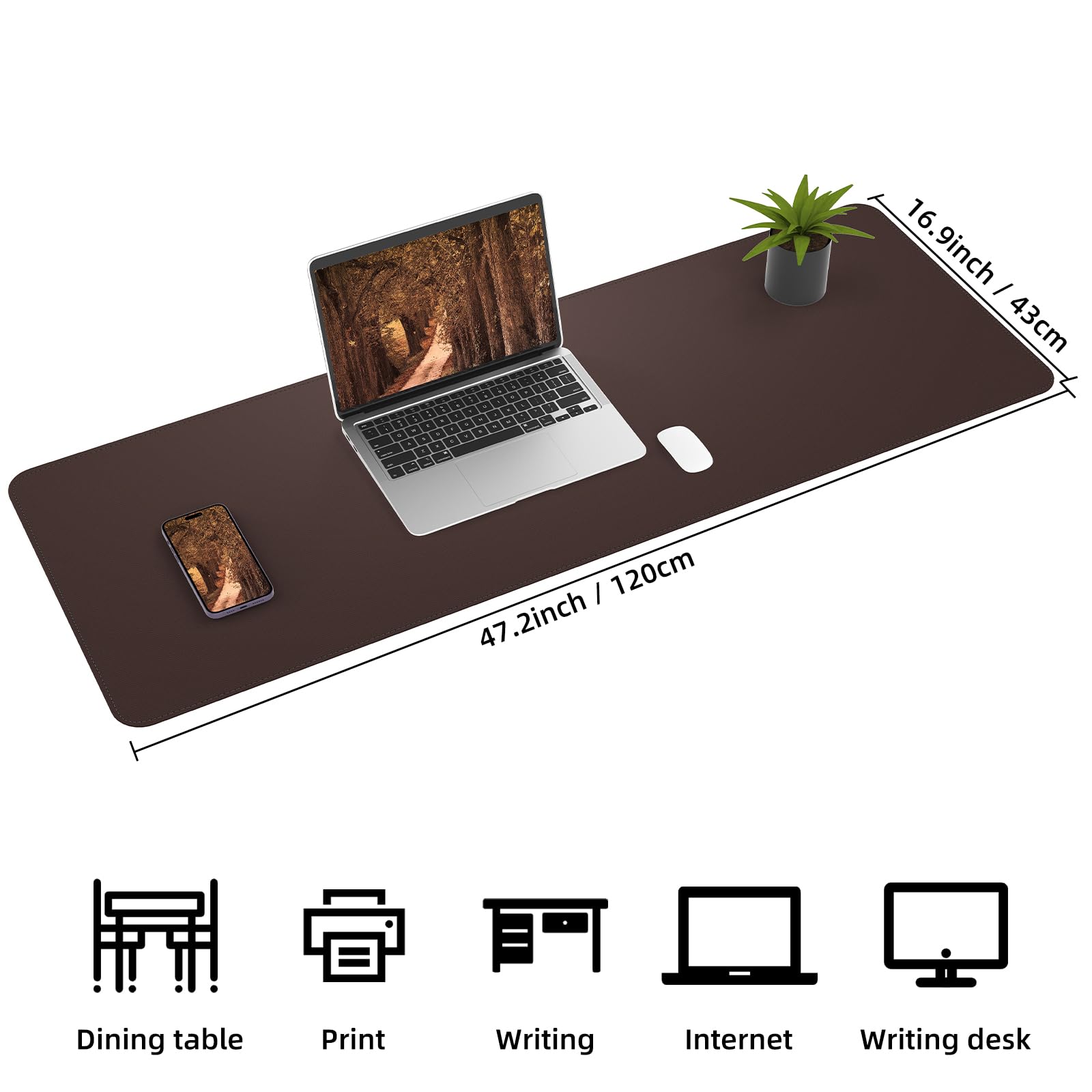 AFIING Leather Desk Pad Protector, Large Desk Mat with Natural Cork & PU Leather, Mouse Pad