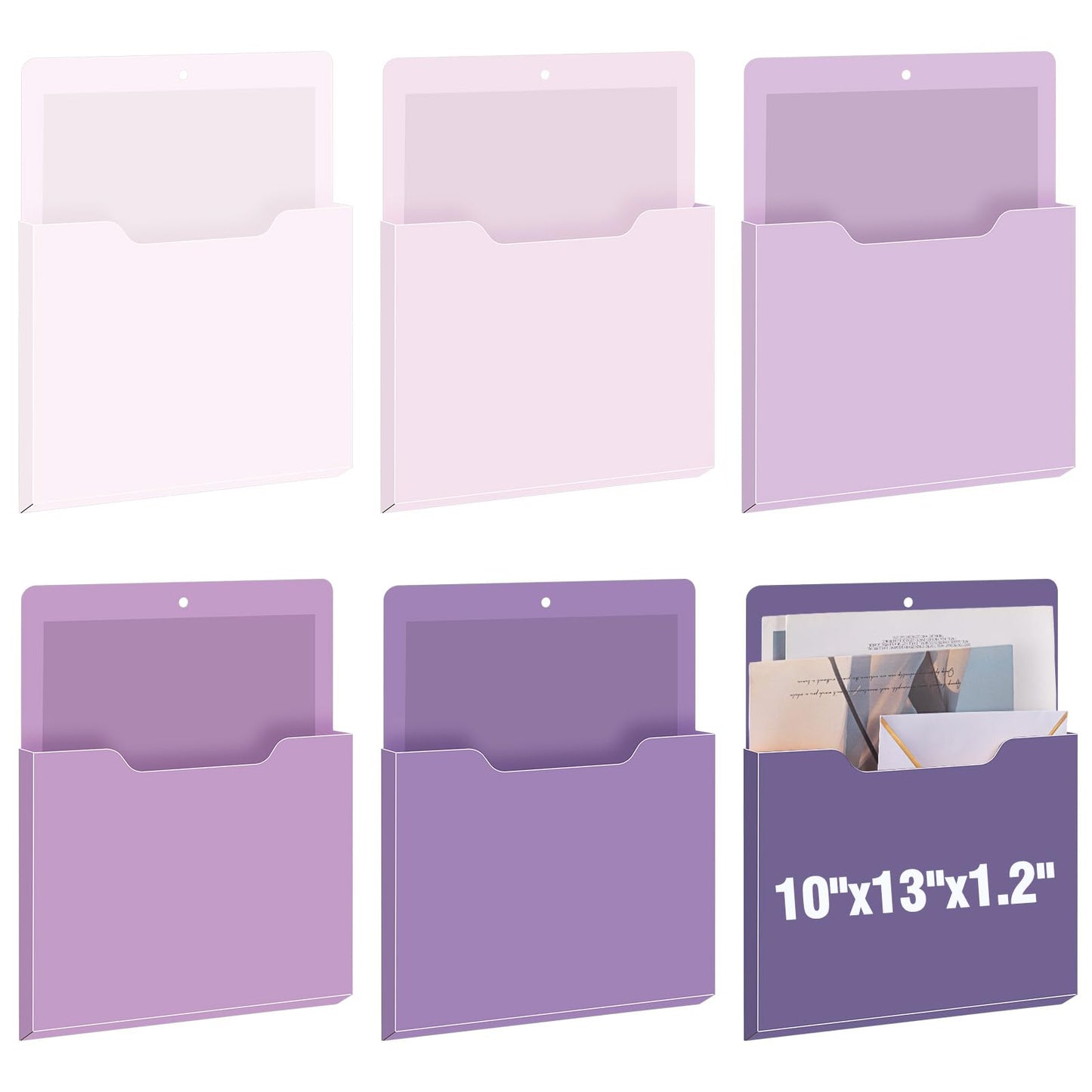 Fuutreo Magnetic Wall File Holder,6pcs,Violet Color,Vertical-large
