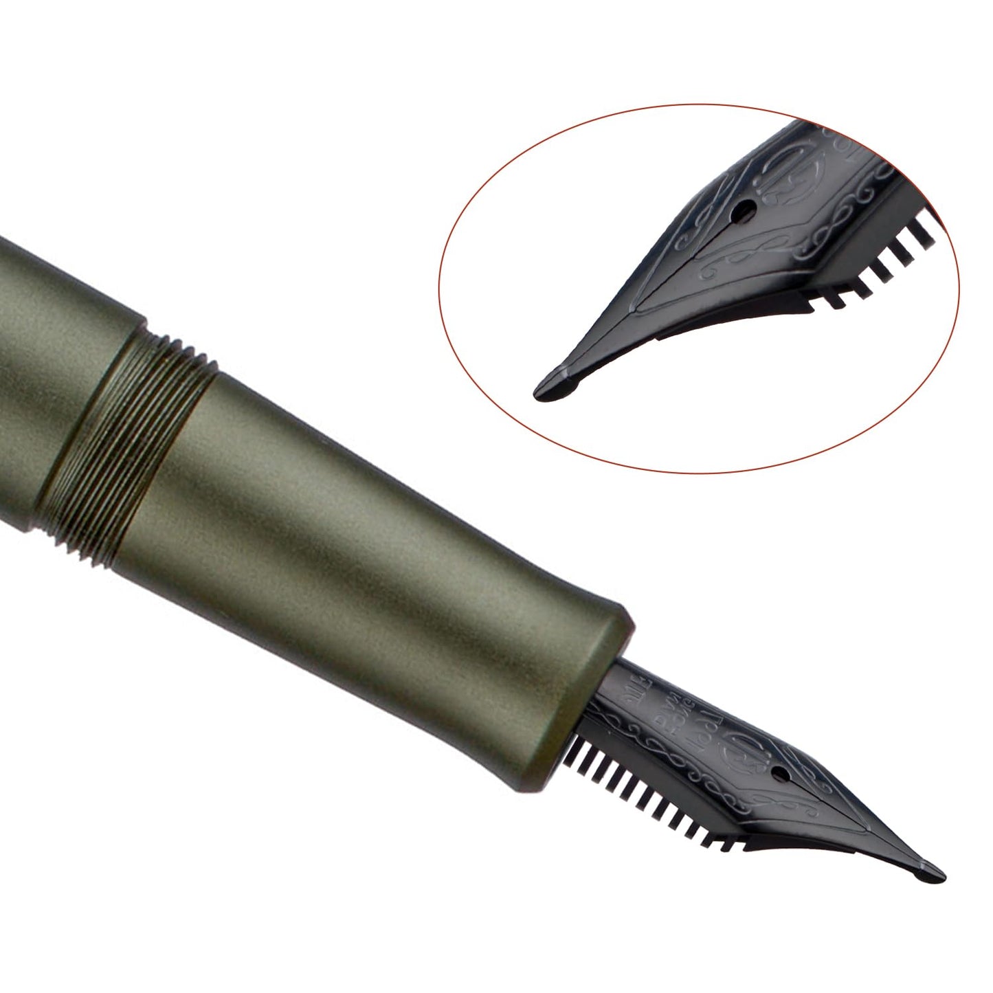 HONG DIAN M2 Black Forest Mini Fountain Pen, Long Blade Nib & Sleek Shape Aluminium Short Pocket