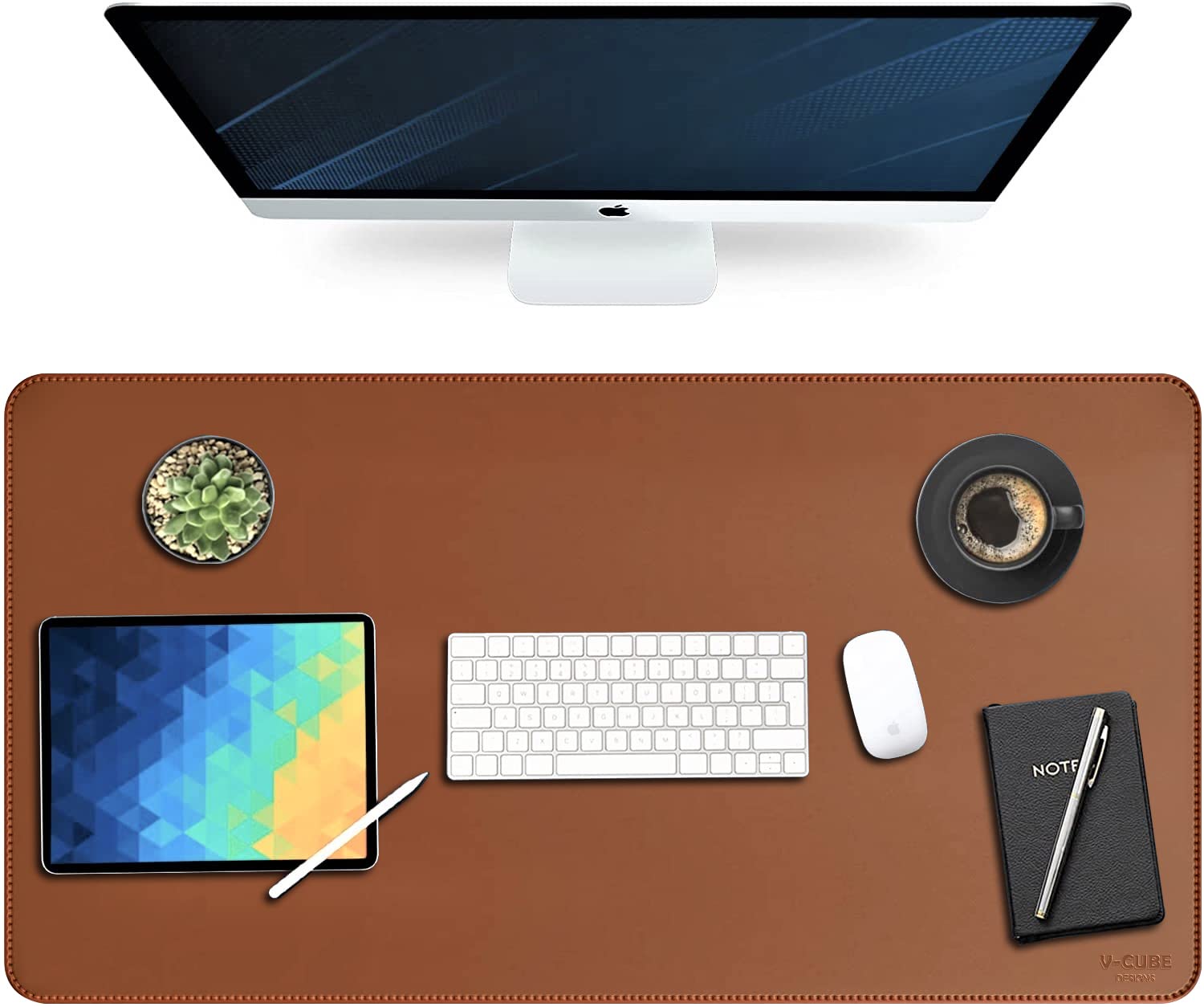 Premium Vegan Leather Desk Mat by V-CUBE Designs