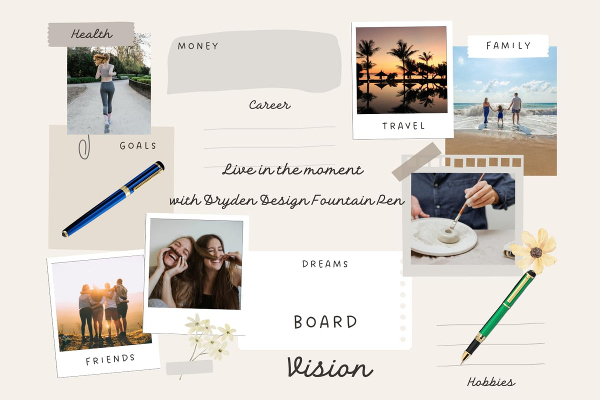 Dryden Designs Fountain Pen - Medium and Fine Nibs | Includes 24 Ink Cartridges and Ink Refill