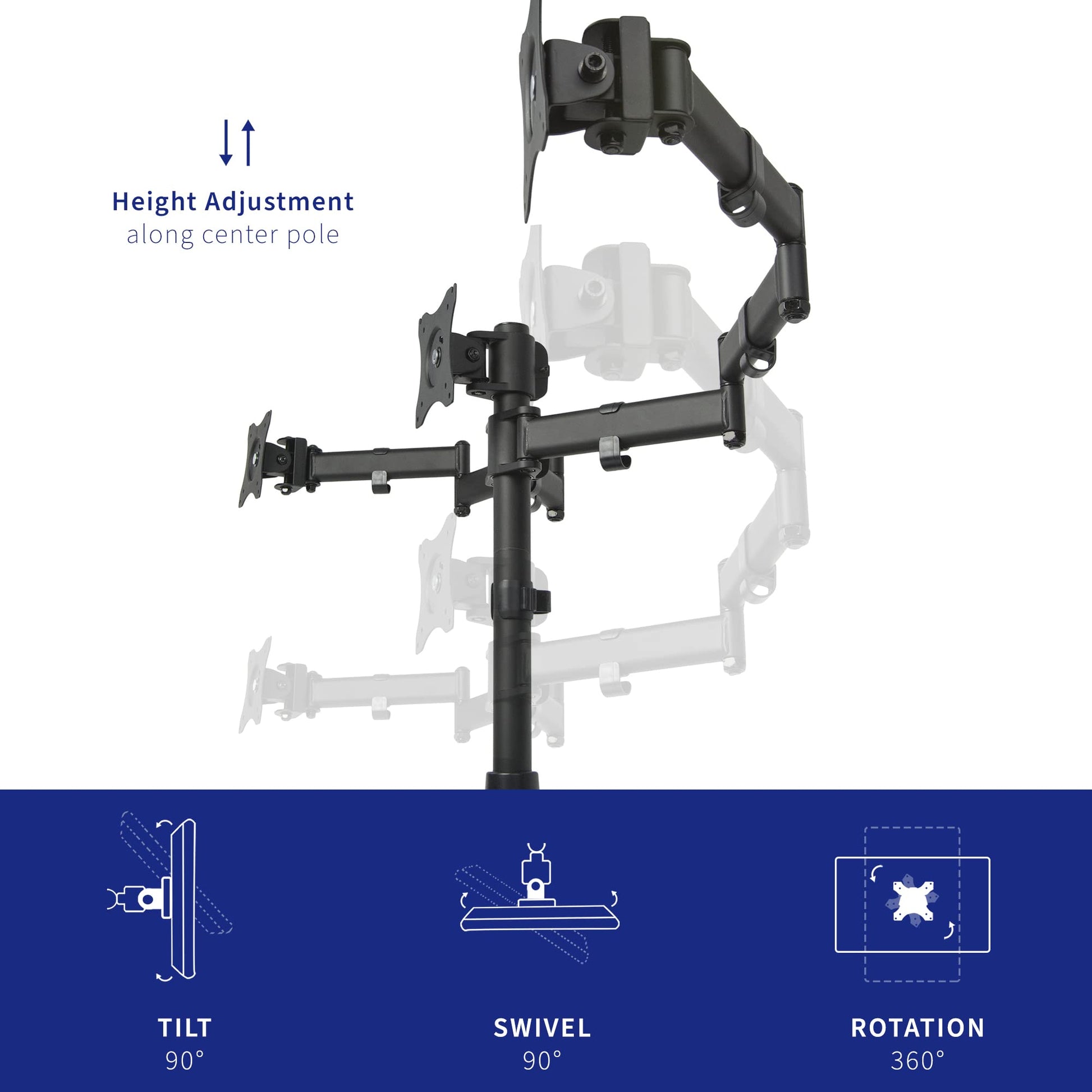 VIVO Triple Monitor Mount Fully Adjustable Desk Free Stand for 3 LCD Screens up to 24 inches