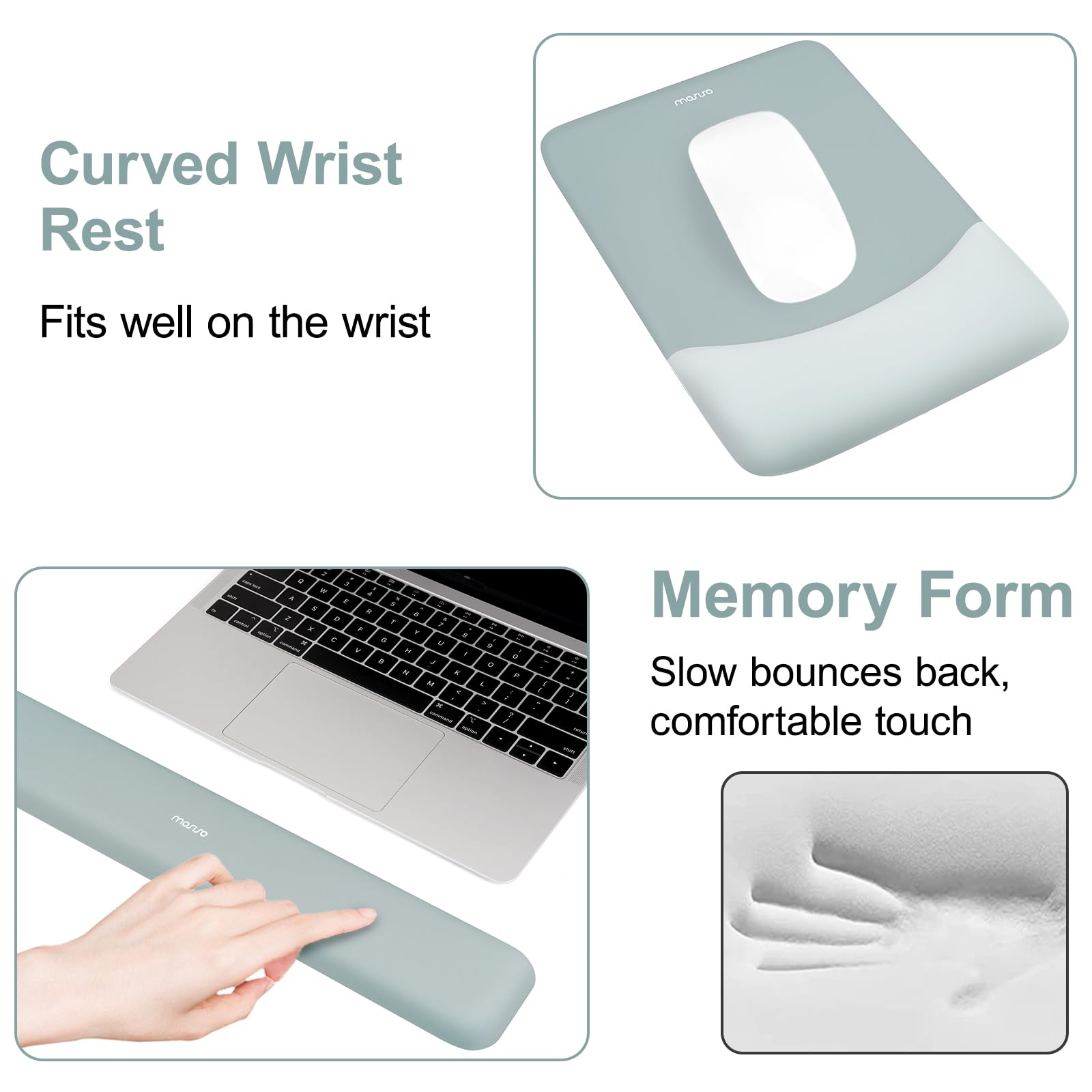 MOSISO Wrist Rest Support Mouse Pad & Keyboard Set, Powder Blue