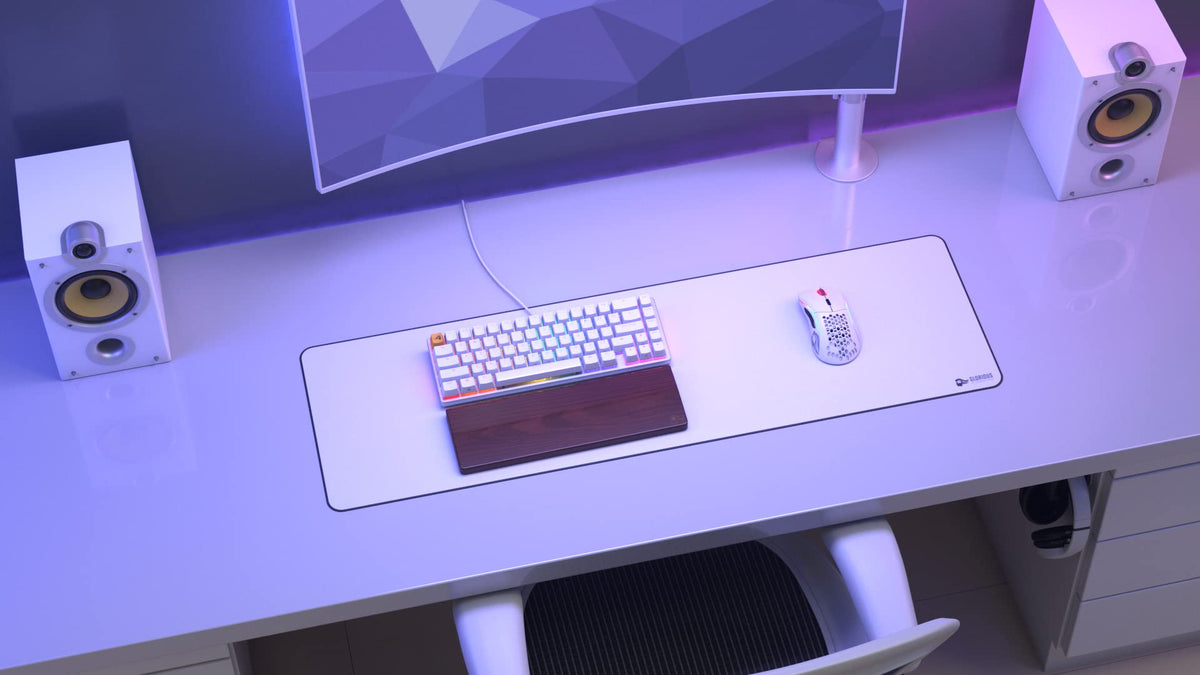 GLORIOUS Extended Gaming Mouse Pad/Mat - Long White Cloth Mousepad, Stitched Edges | 11"x36" (GW-E)