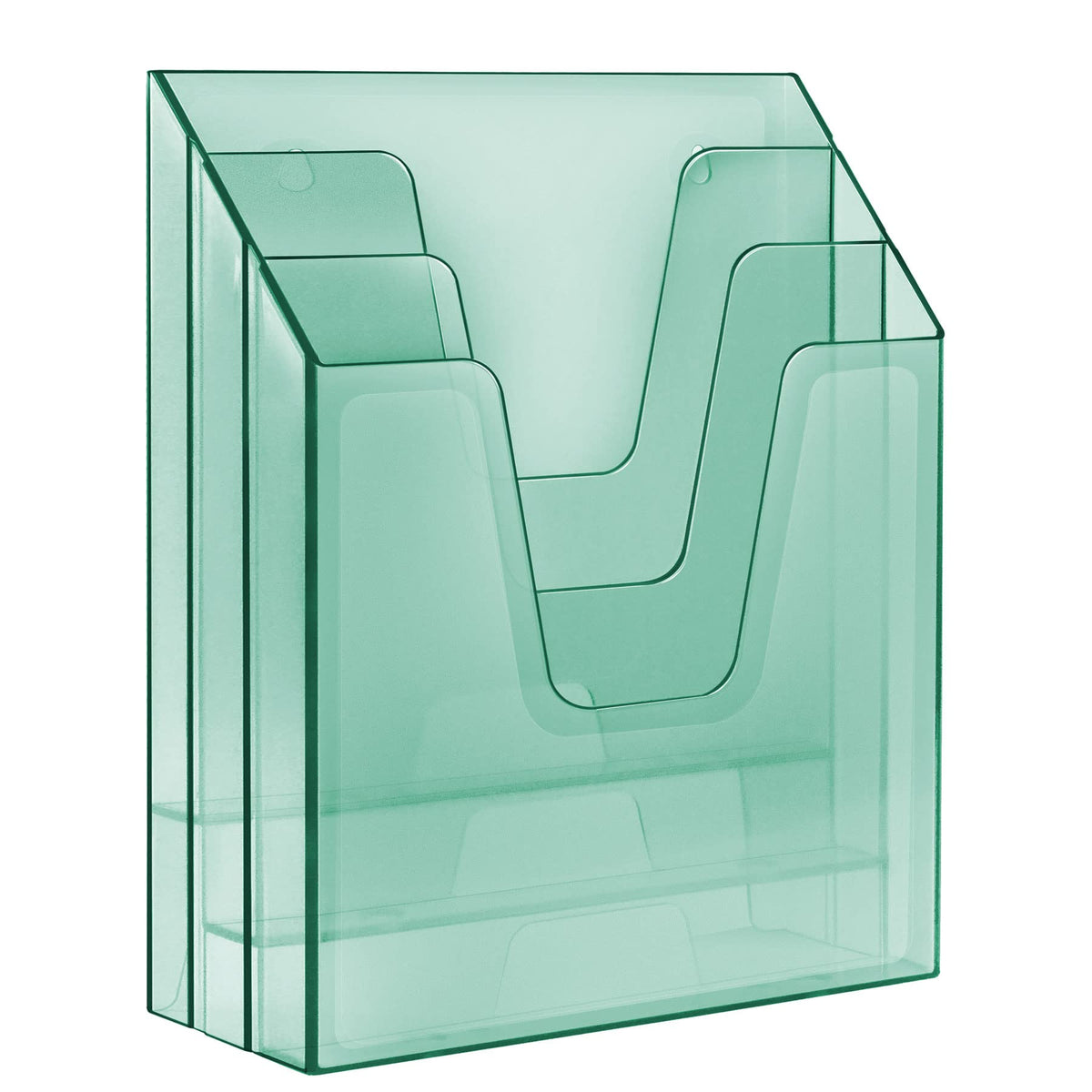 Acrimet Vertical Triple File Folder Holder Organizer Sorter, Clear Green