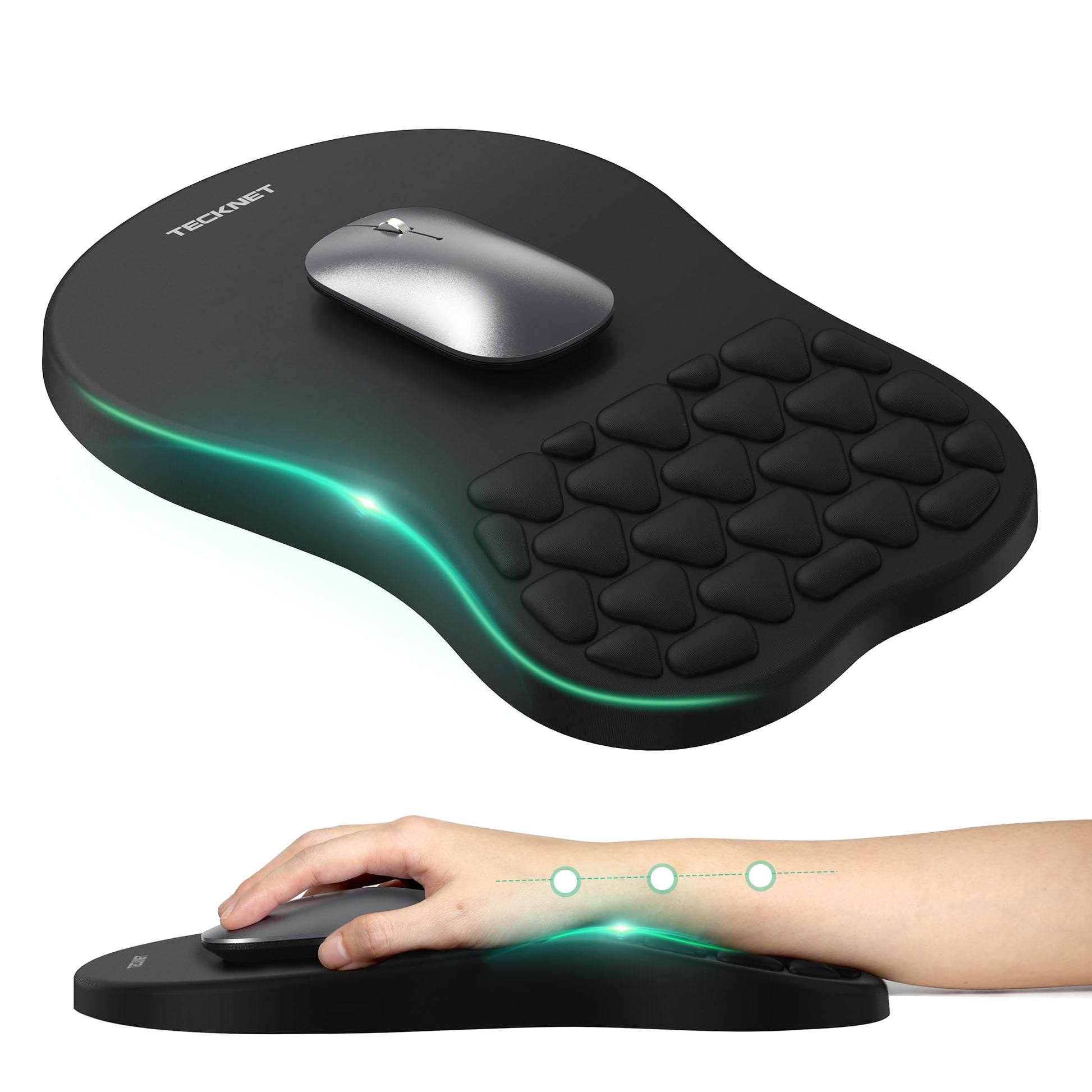 TECKNET Ergonomic Mouse Pad with Wrist Rest,Soft Comfortable Massage Design