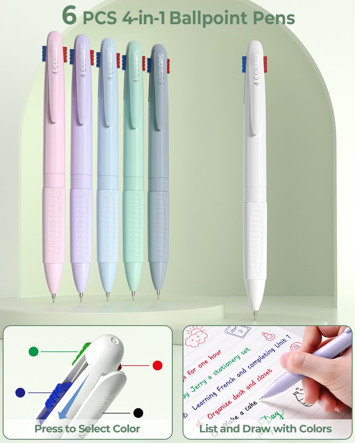 Four Candies 56PCS School Supplies with Pencil Case, Stationery Set, Green