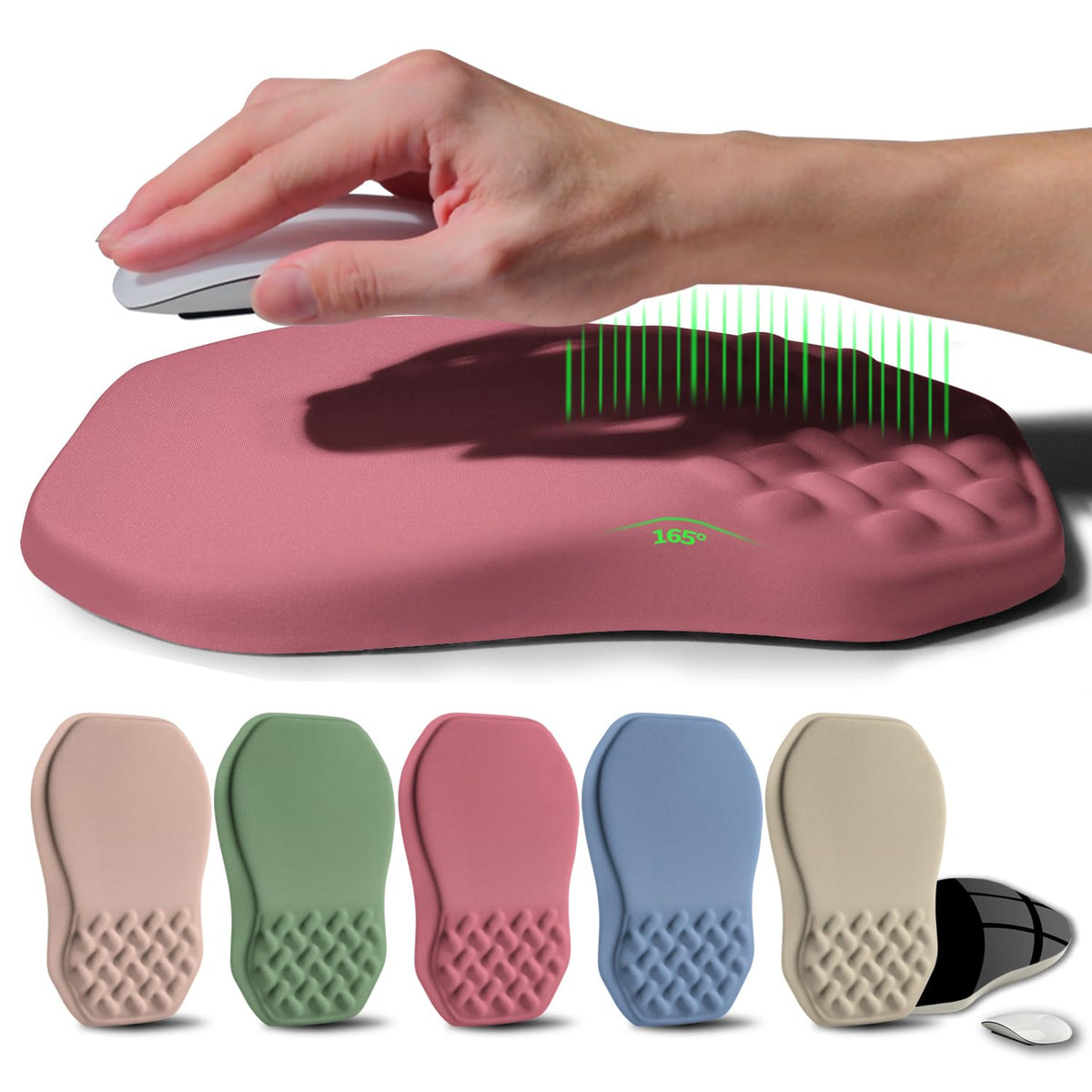 Gleamtide Ergonomic Raised Mouse Pad Wrist Support with Bilateral Slope Memory Foam Mousepad for