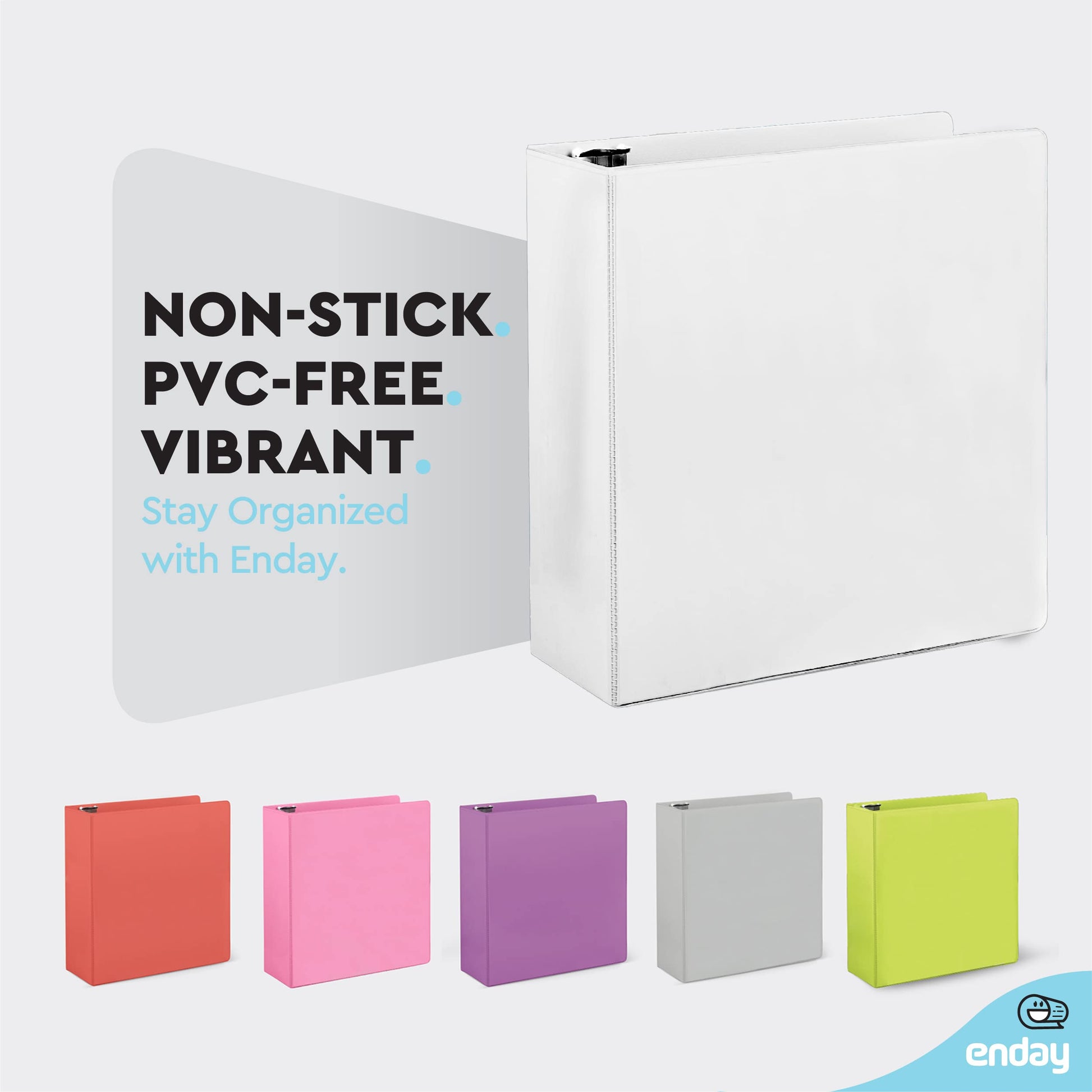 Enday 3 Inch Binder White 3 Ring Binder 3 Inch, Heavy Duty Three Ring Binder, 600 Sheets Capacity