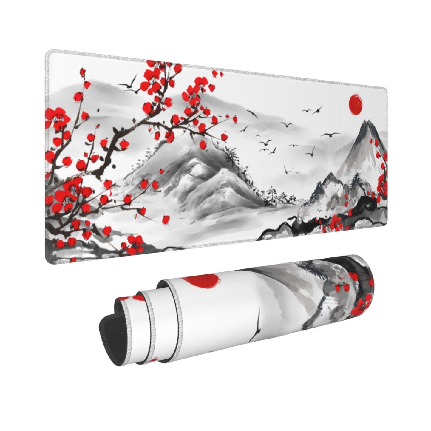 Watercolor Cherry Blossom Mouse Pad 35.4x15.7in Extended Large Japanese Sakura Full Desk Pad