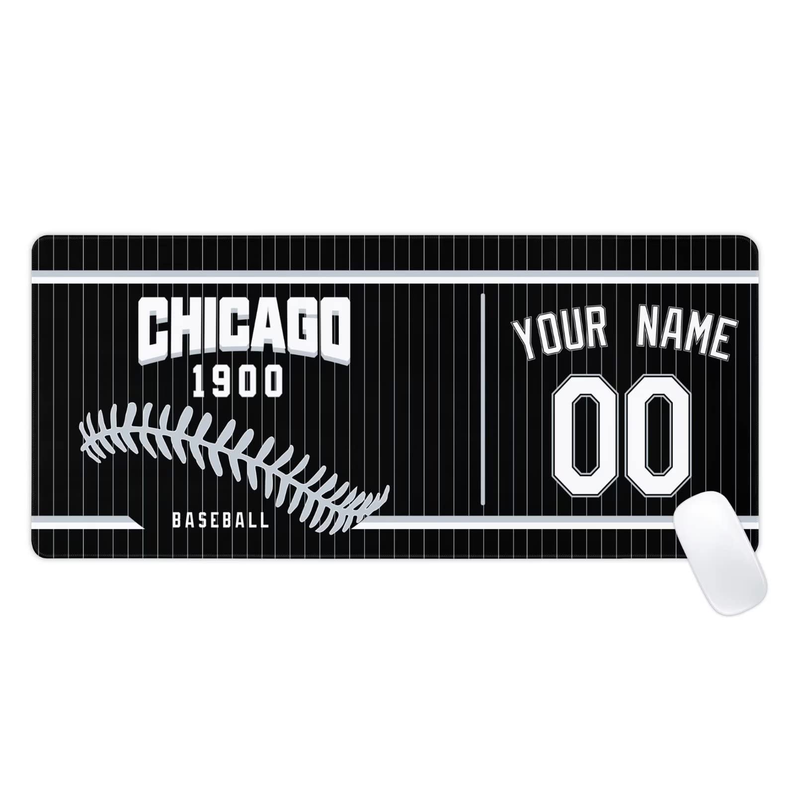 Chicago Mouse Pad Custom Any Name and Number Personalized Desk Pad for Men Women Youth Gifts