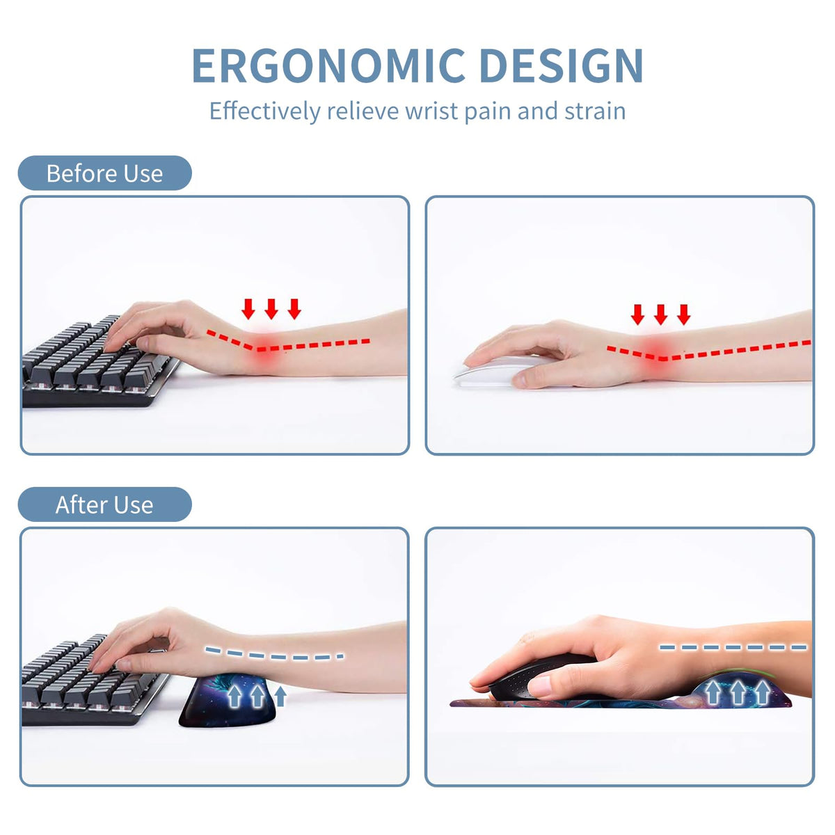 Keyboard Wrist Rest and Mouse Wrist Rest Pad Set, Made of Memory Foam with Non Slip Rubber Base