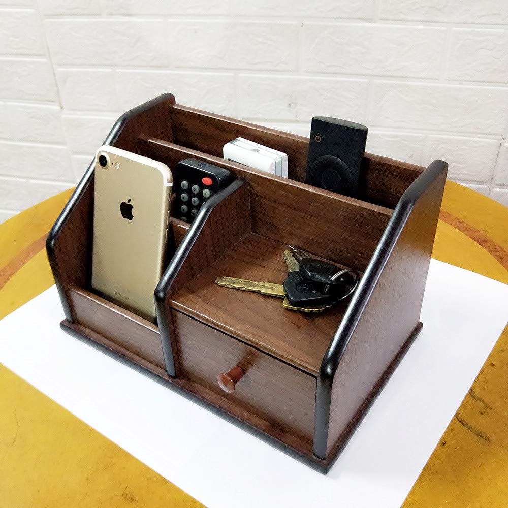 N Desk organizer wood with small drawer Office and Home organization like remote control holder