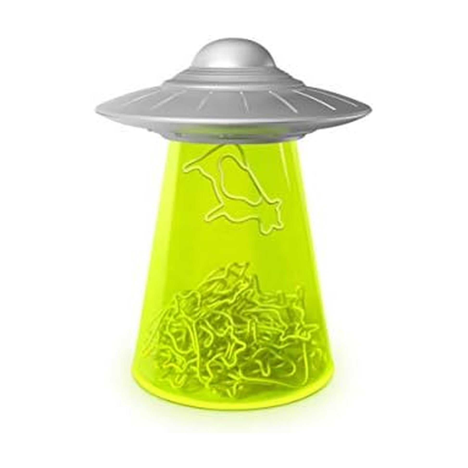 Genuine Fred Filing Saucer Paperclip Dispenser UFO Holder with Cow Paperclips, Space Themed Desktop
