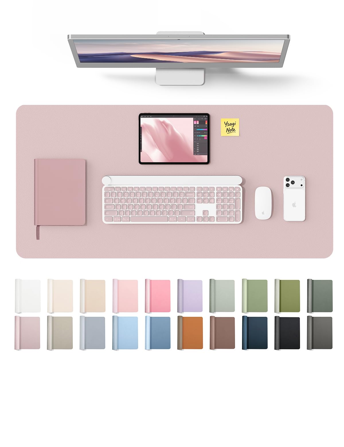 YSAGi Leather Desk Protector, Office Mat, Large Mouse Mat, Non-Slip PU Leather Blotter, Laptop Pad