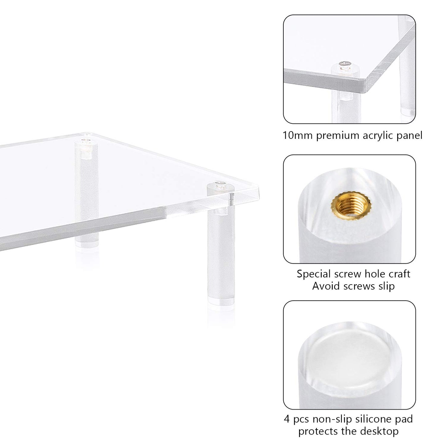 YestBuy 20x7.5 Acrylic Monitor Stand Riser, Clear Computer Stand for Laptop, iMac, Pc, Printer