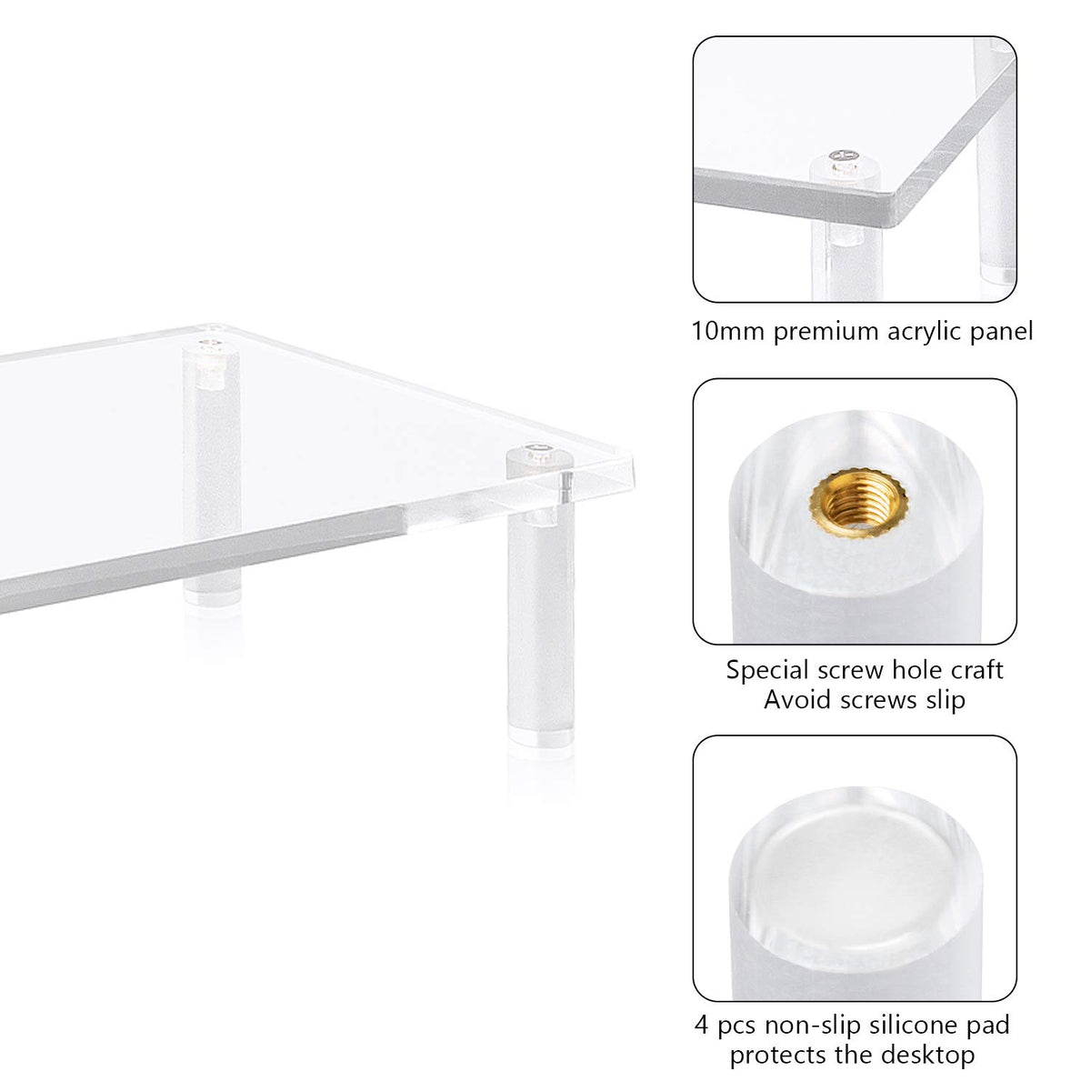 YestBuy 20x7.5 Acrylic Monitor Stand Riser, Clear Computer Stand for Laptop, iMac, Pc, Printer