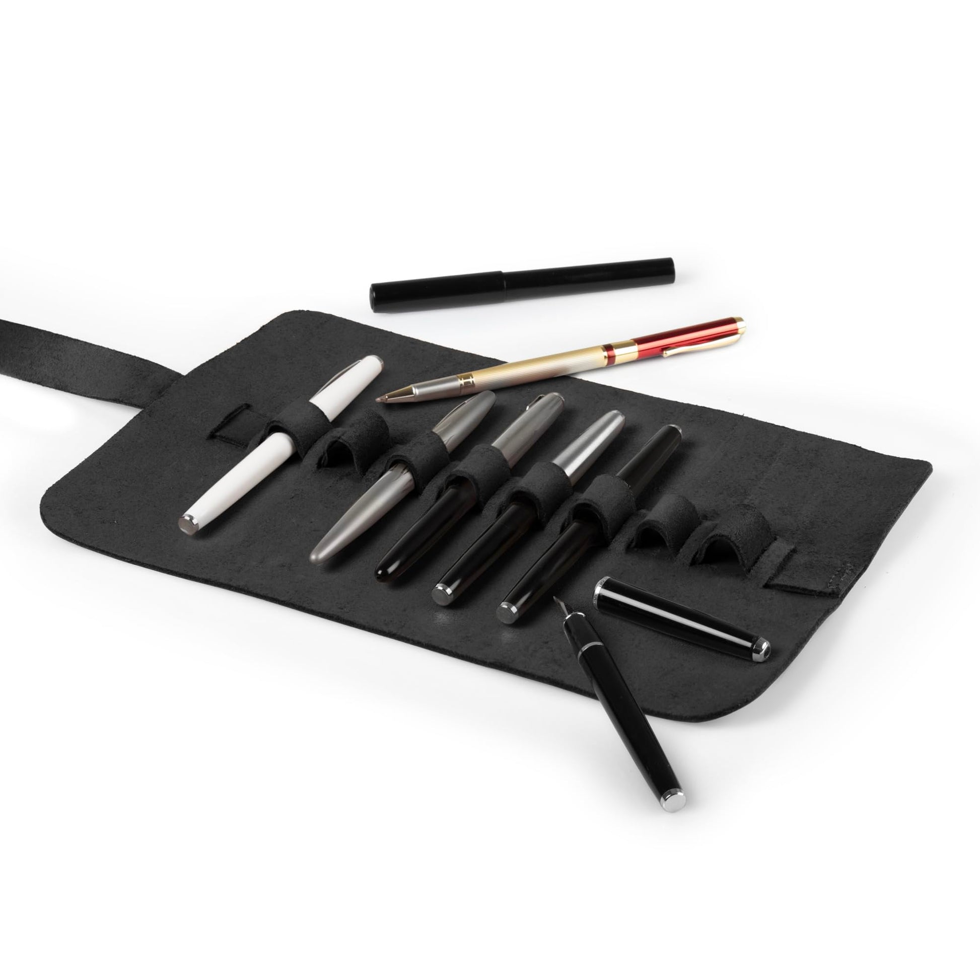 Londo Genuine Leather Retro Pen and Pencil Case - Metal Snap Fastener, Pencil Pouch Stationery Bag