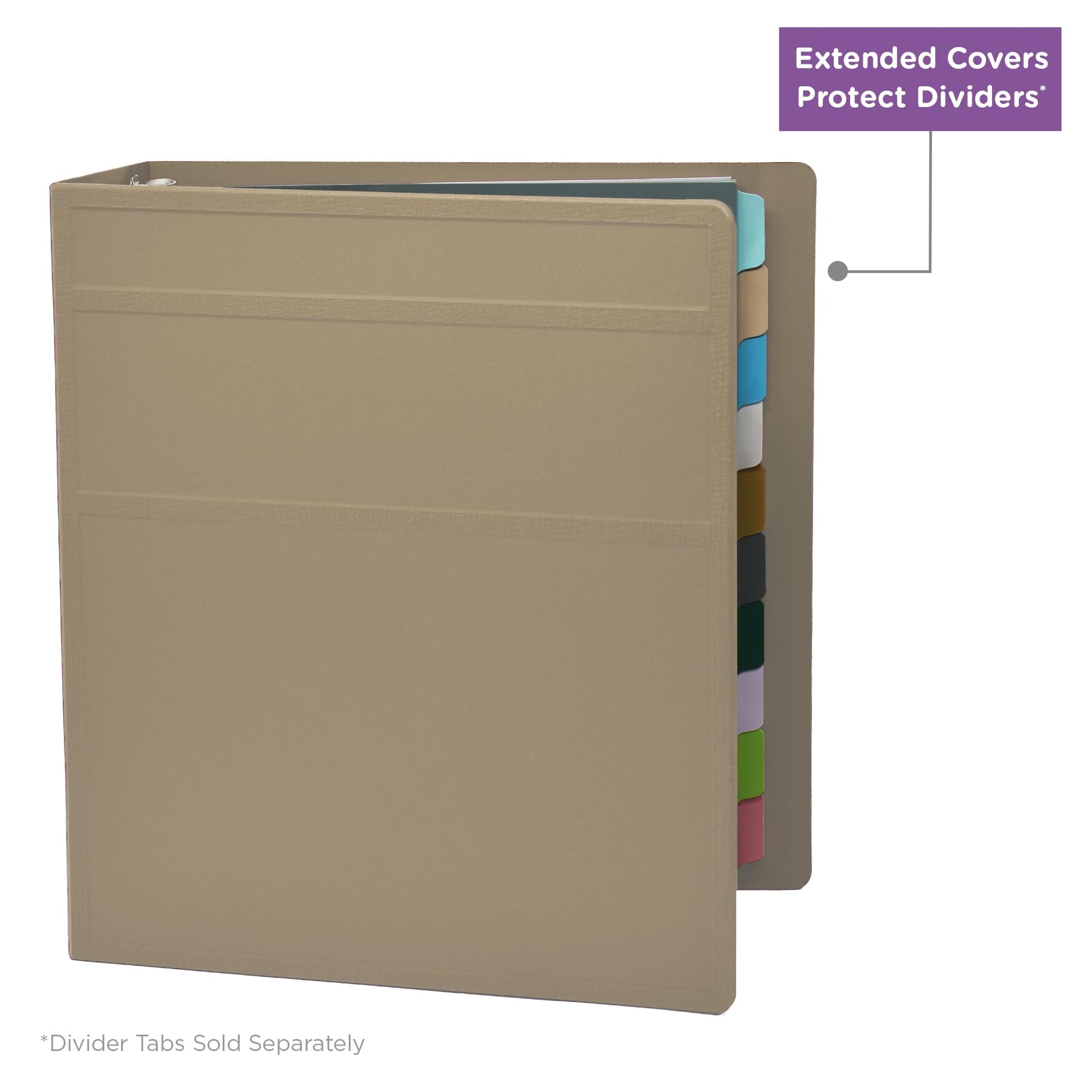 Carstens 3-Inch Heavy Duty 3-Ring Binder - Side Opening, Sand, Durable Plastic, Precision No-Gap