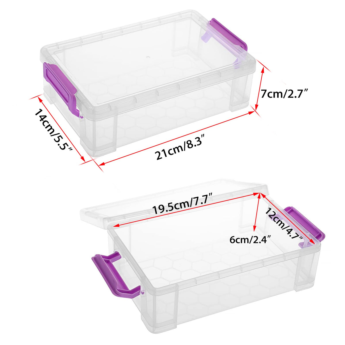 BTSKY 4 Pack Extra Large Plastic Pencil Box Stackable, Translucent, Purple