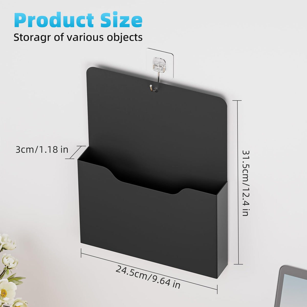 Marbrasse Magnetic File Holder - Magnetic Paper Holder, Pocket Organizer Office Supplies Storage