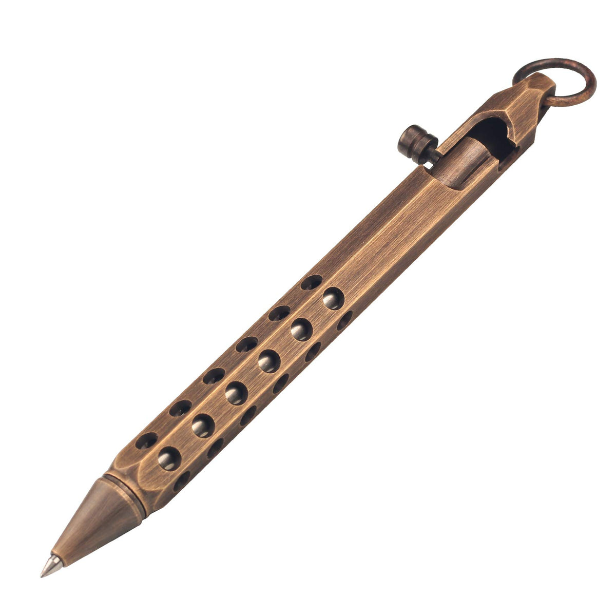 SMOOTHERPRO Solid Brass Bolt Action Pen with Extra Refill Hexagonal Six Edge Hollow Out Grip for