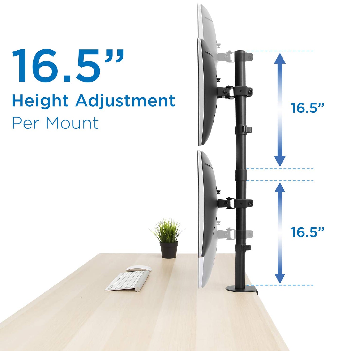 Mount-It Stacked Vertical Dual Monitor Mount for 13–32" Screens, Black