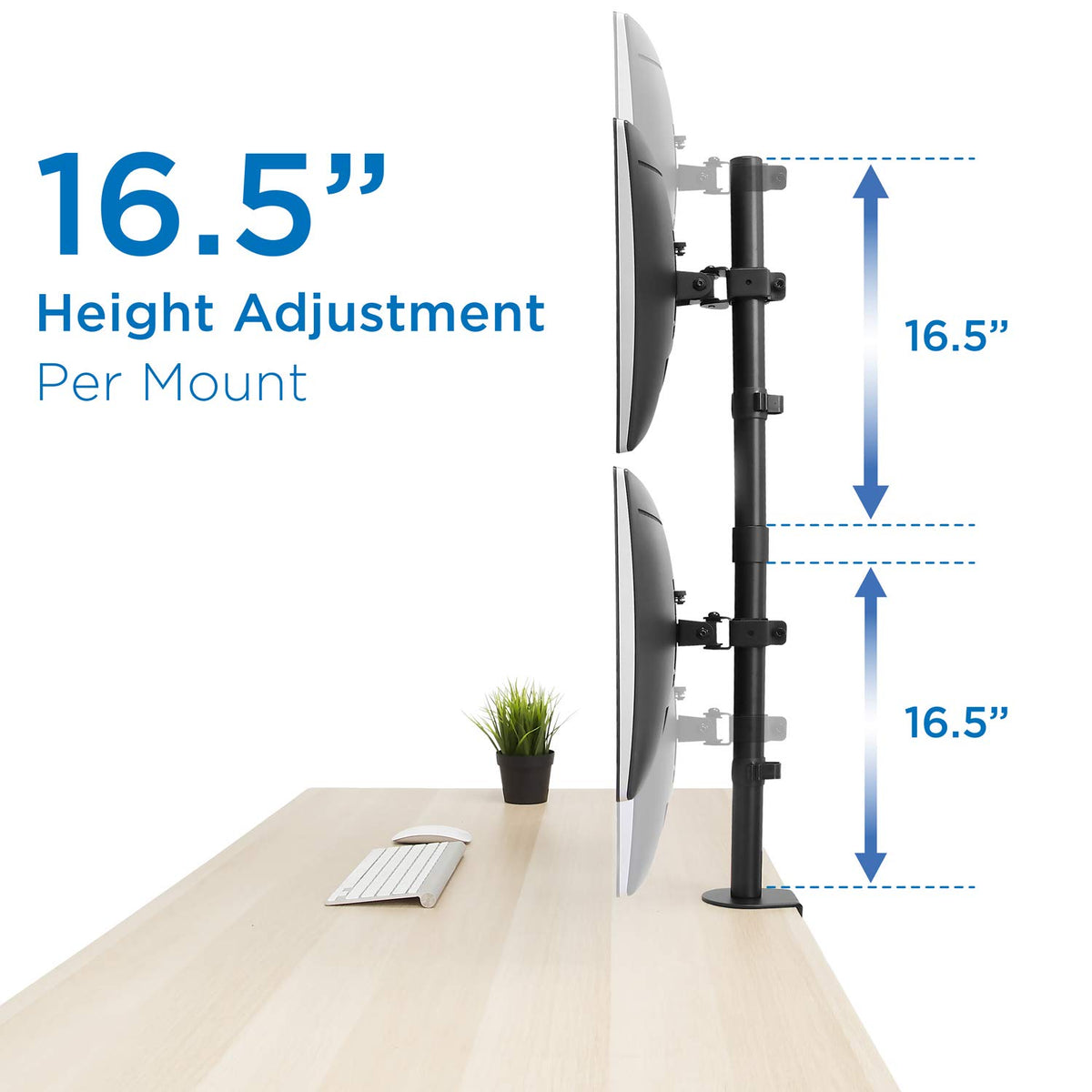Mount-It Stacked Vertical Dual Monitor Mount for 13–32" Screens, Black