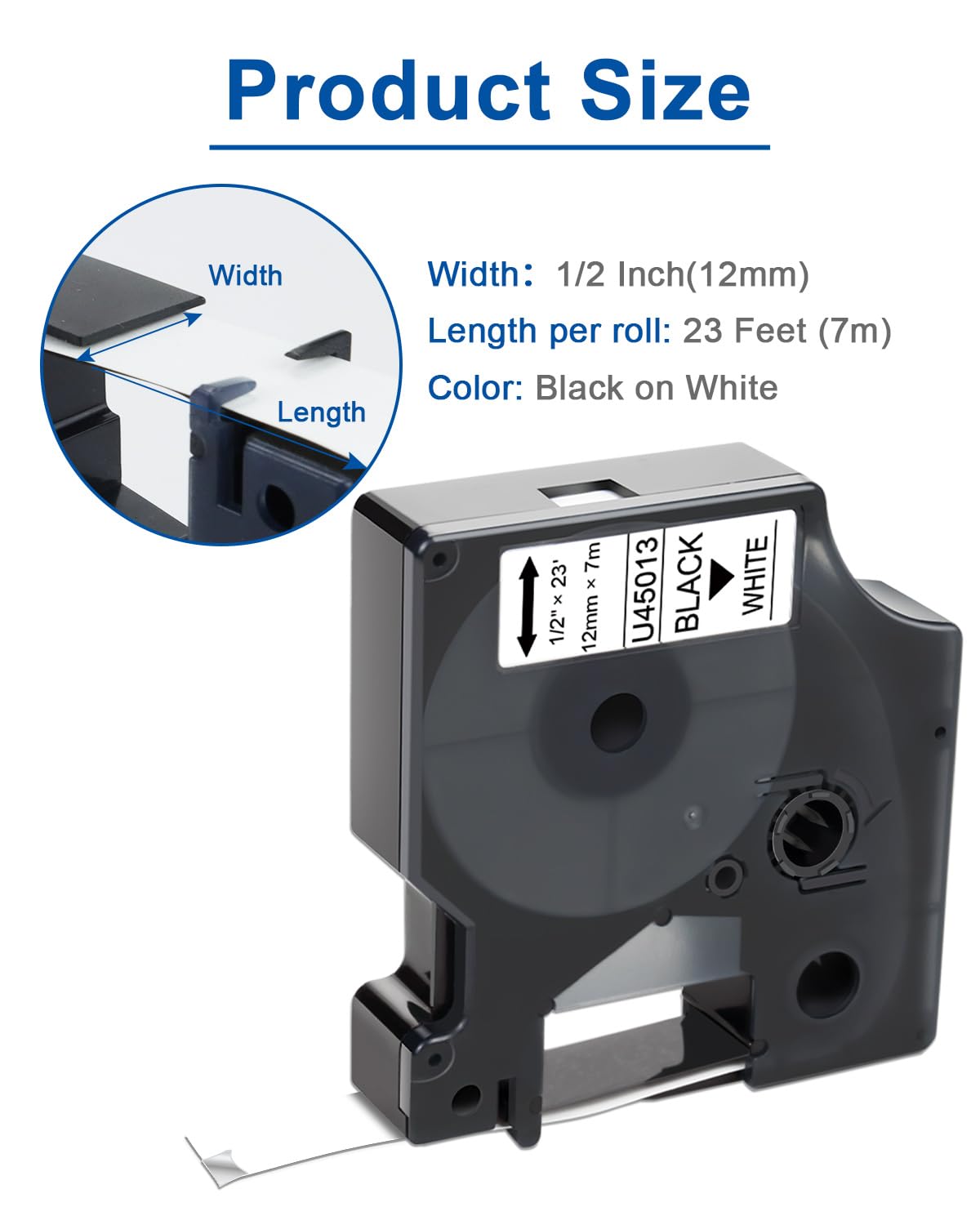 Labelwell 6-Pack a45013 Compatible Dymo D1 Label Tape Black on White