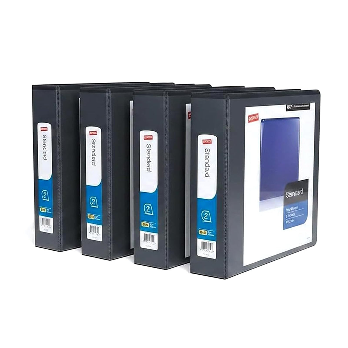 Staples 2" 3-Ring View Binder, D-Ring, Black, 4/Pack