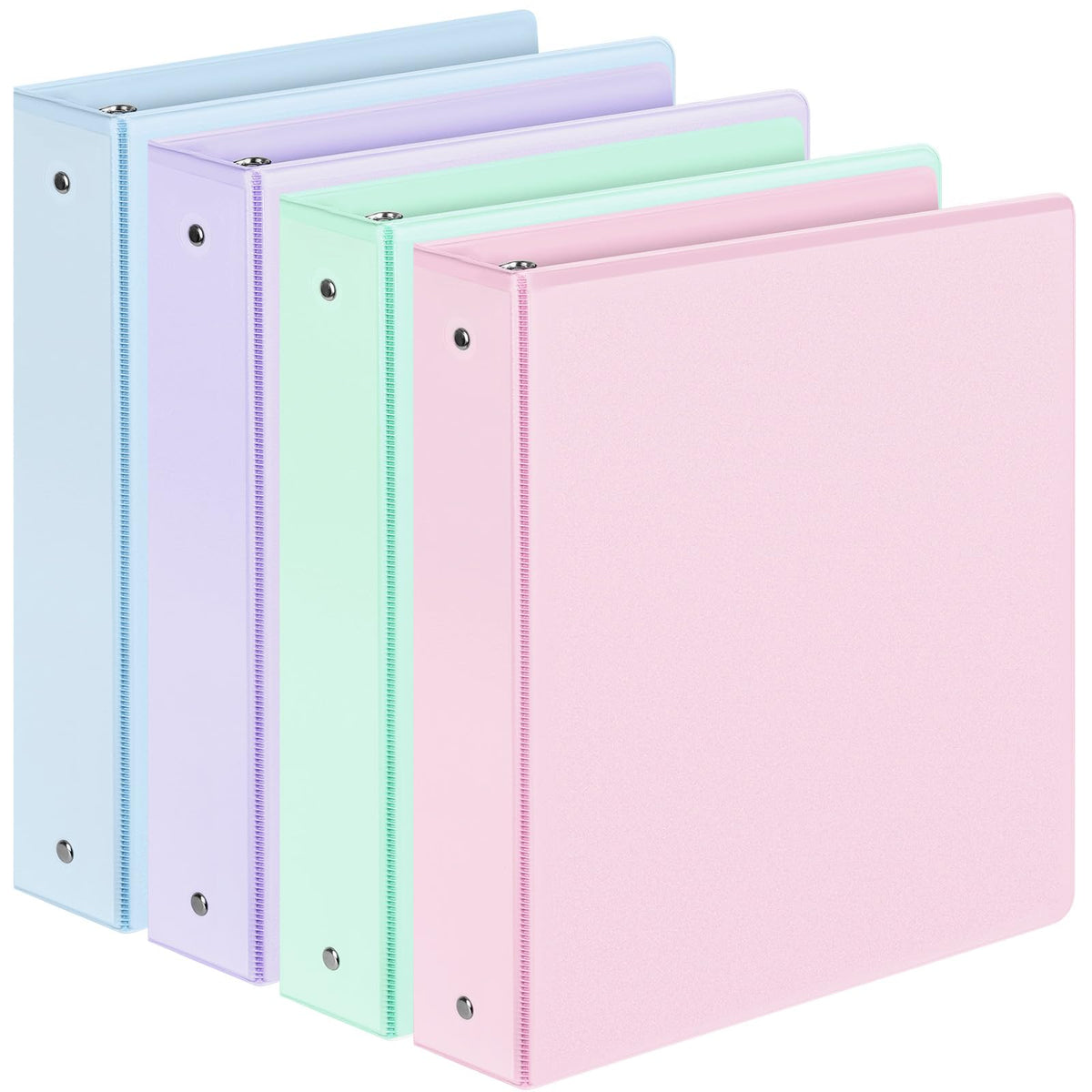 4 Pack 3 Ring Binders 1.5 Inch, Sooez Three Round Ring Binder with Pockets