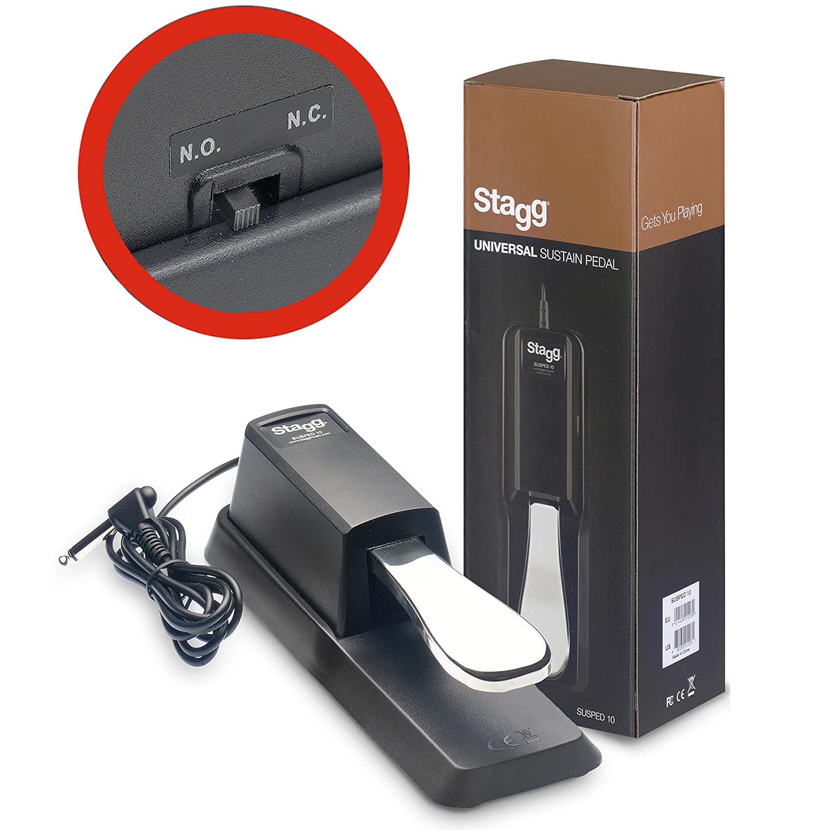 Stagg SUSPED 10 Universal Sustain Pedal for Keyboards, Digital Pianos, Synthesizers, MIDI with