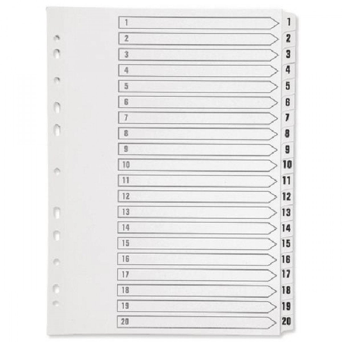 Q-Connect 1-20 Index Multi-Punched Polypropylene White A4