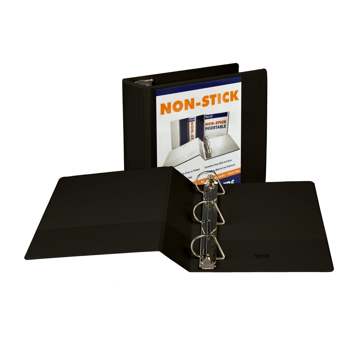 Samsill Durable 4 inch 3 Ring Binder, D Ring Binder, 100% Recycled Chipboard, Black