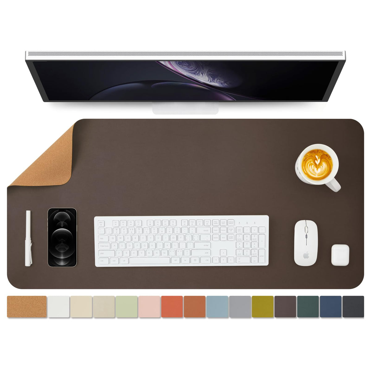 Cork Desk Mat - Dual-Sided Desk Pad for Office and Home - Desk Organization and Accessories - Ideal