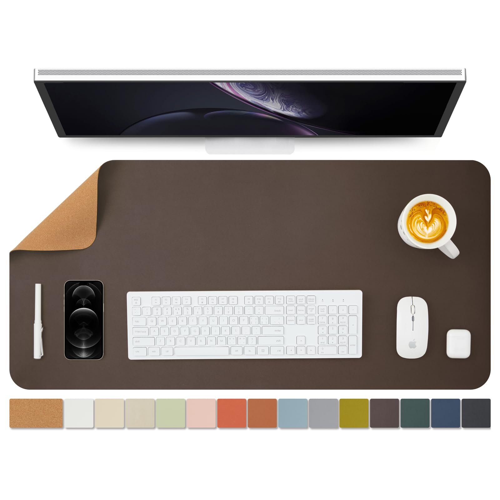 Cork Desk Mat - Dual-Sided Desk Pad for Office and Home - Desk Organization and Accessories - Ideal