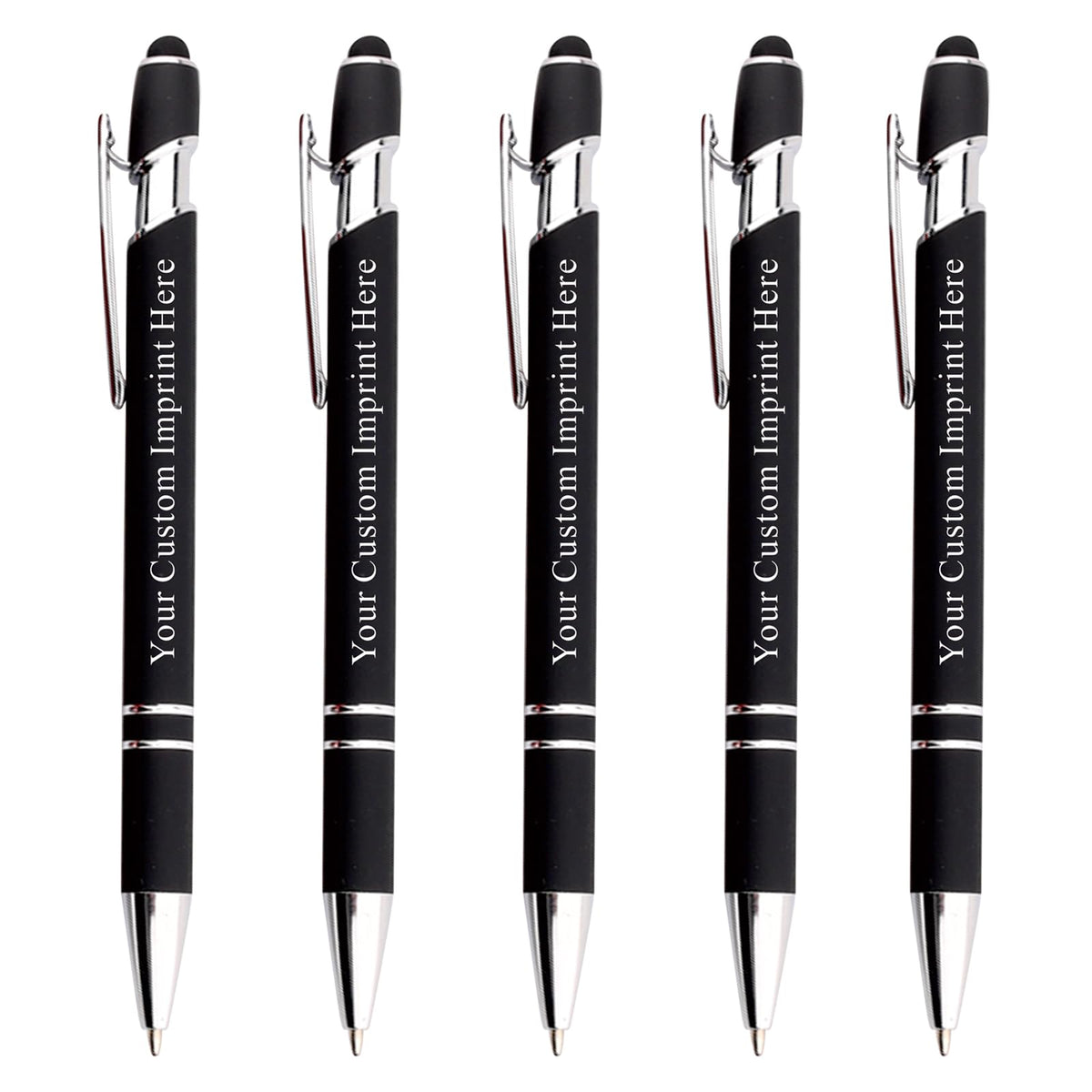 Schivity - Personalized Pens with Stylus - Custom Metallic Printed Name Pens with Black Ink