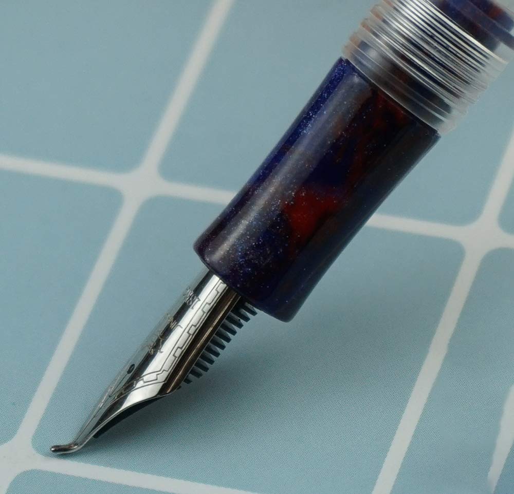 erofa C1 Transparent Acrylic Fountain Pen Bent Nib, Double Ink Filling System with Original Box