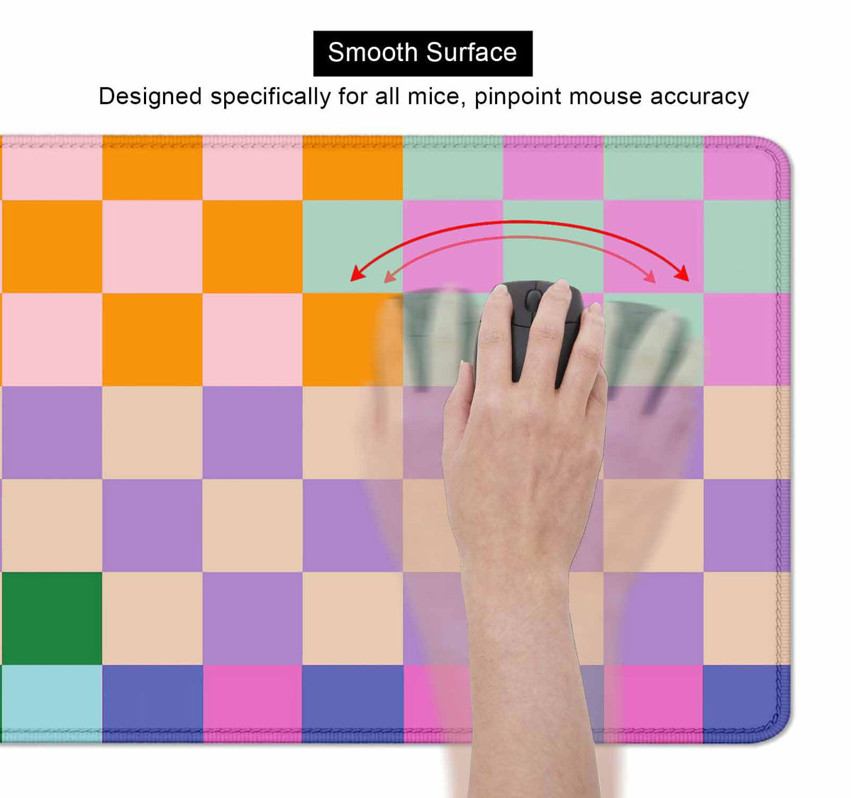 SXCKANG Colorful Checkered Desk Mat, Retro Purple Pink Blue Green XXL Large Mouse Pad, Aesthetic
