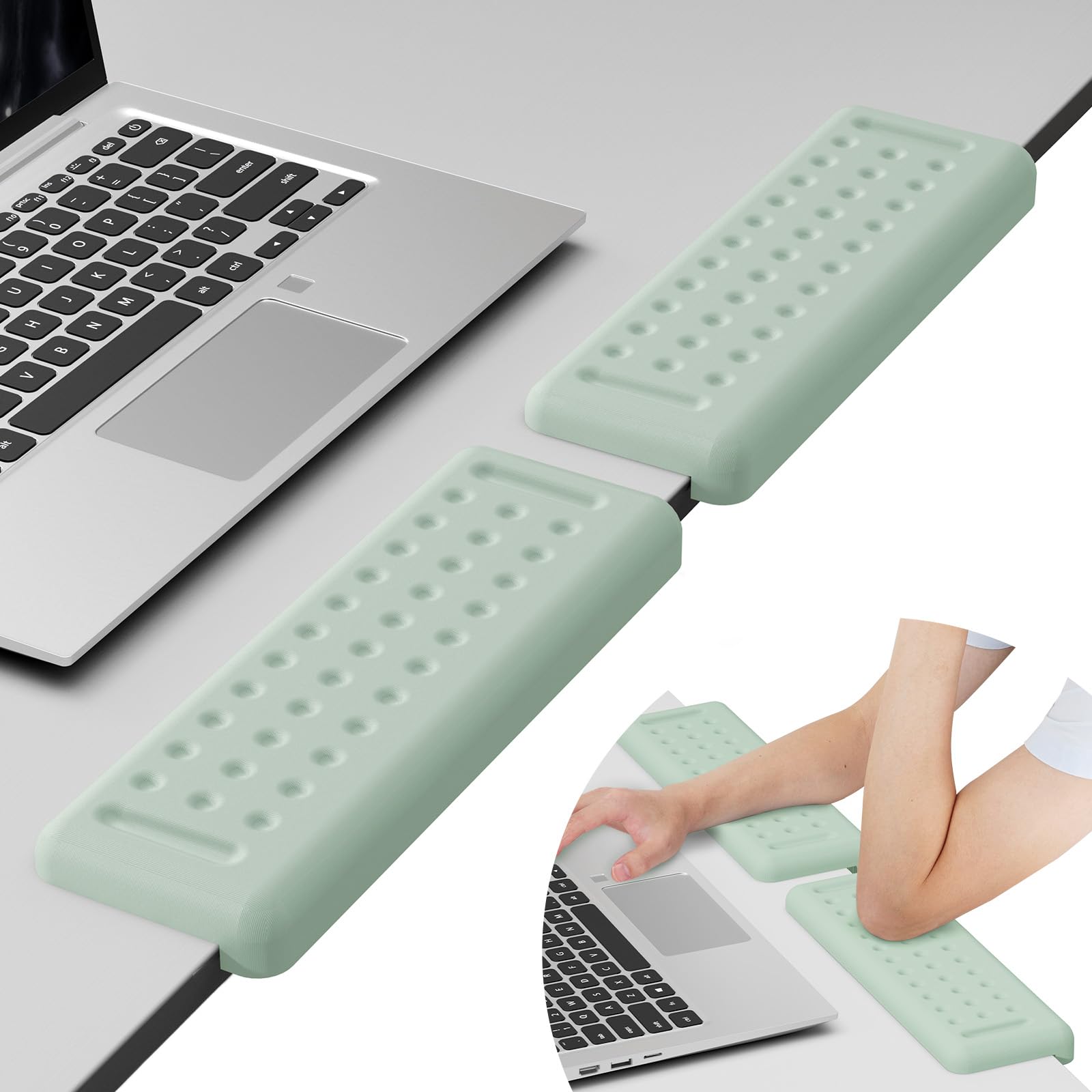 Leolee L-Shaped Desk Elbow Pads for Desk, Pale Green Memory Foam Arm Rest