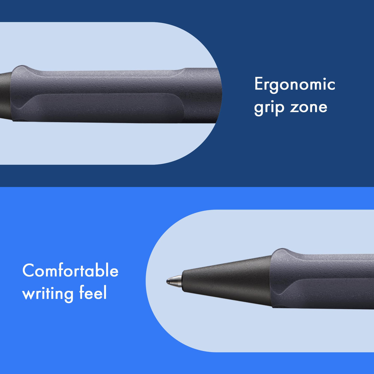 Lamy safari steel black - Ballpoint Pen with ergonomic grip & line width M - for pleasant long