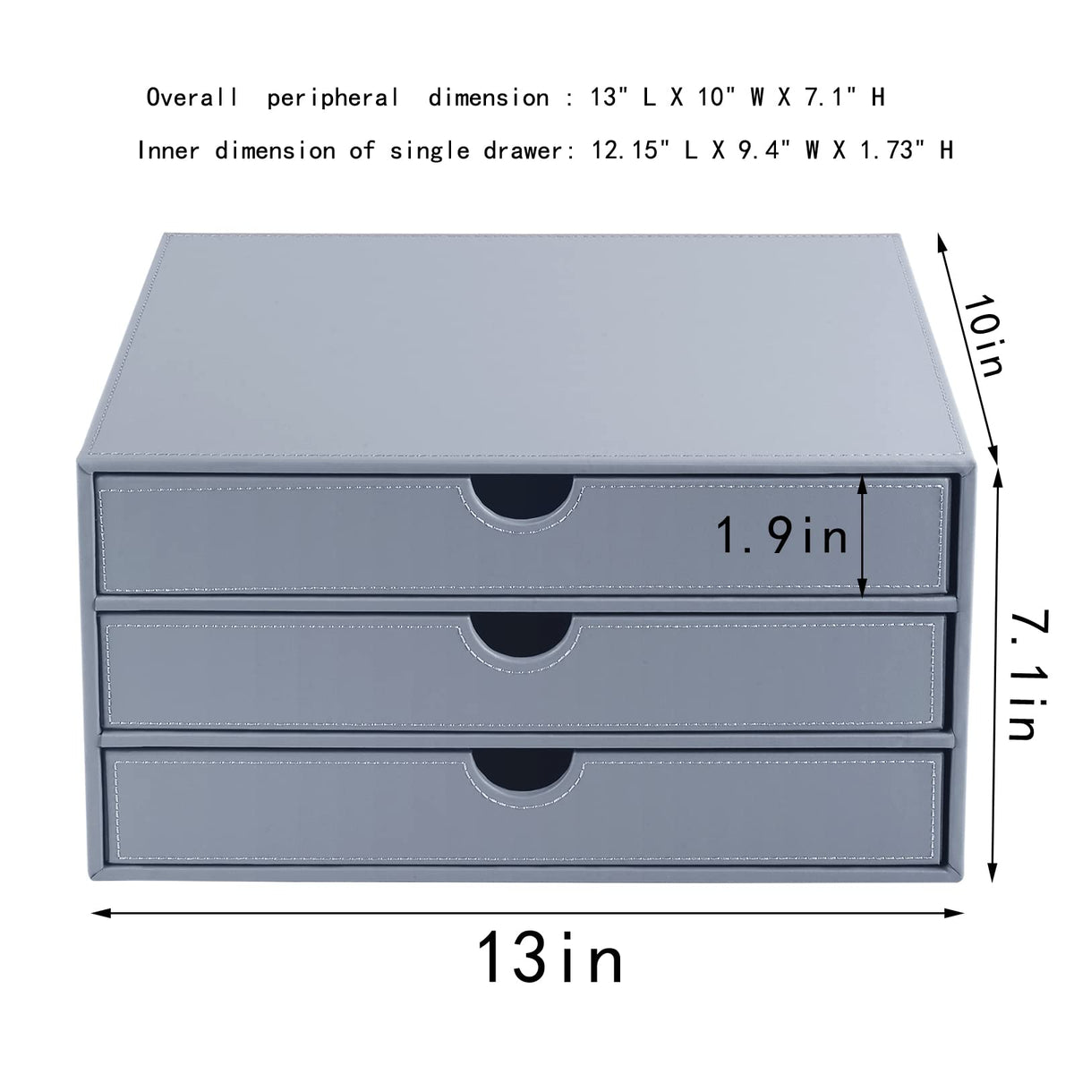Leather Desk Organizer with 3 Drawers/Tray, Executive Office Supplies Desktop Filing A4 File