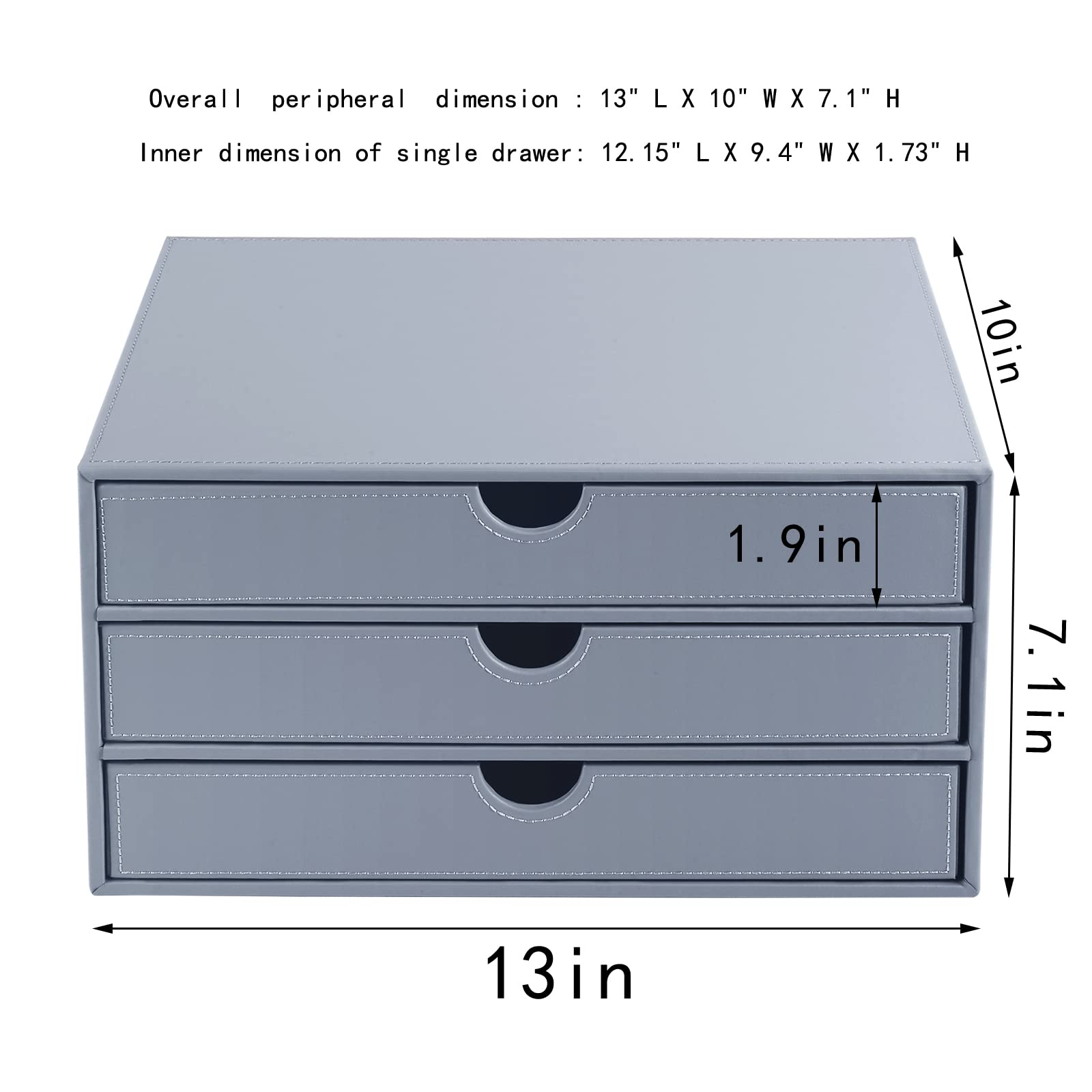 Leather Desk Organizer with 3 Drawers/Tray, Executive Office Supplies Desktop Filing A4 File