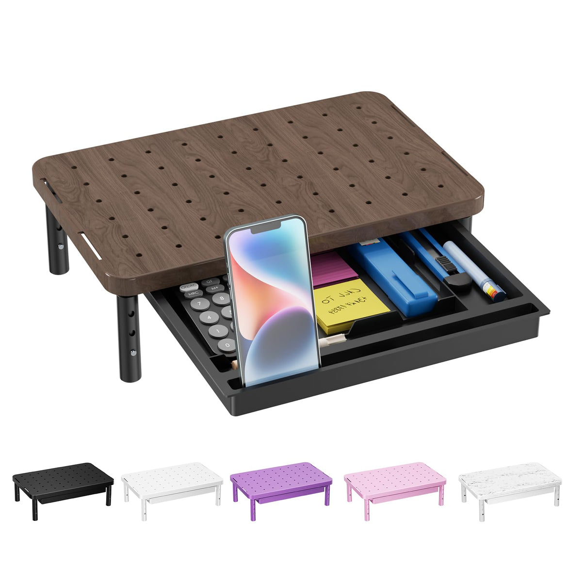 WALI Computer Monitor Stand with Storage, Monitor Riser 3 Height Adjustable