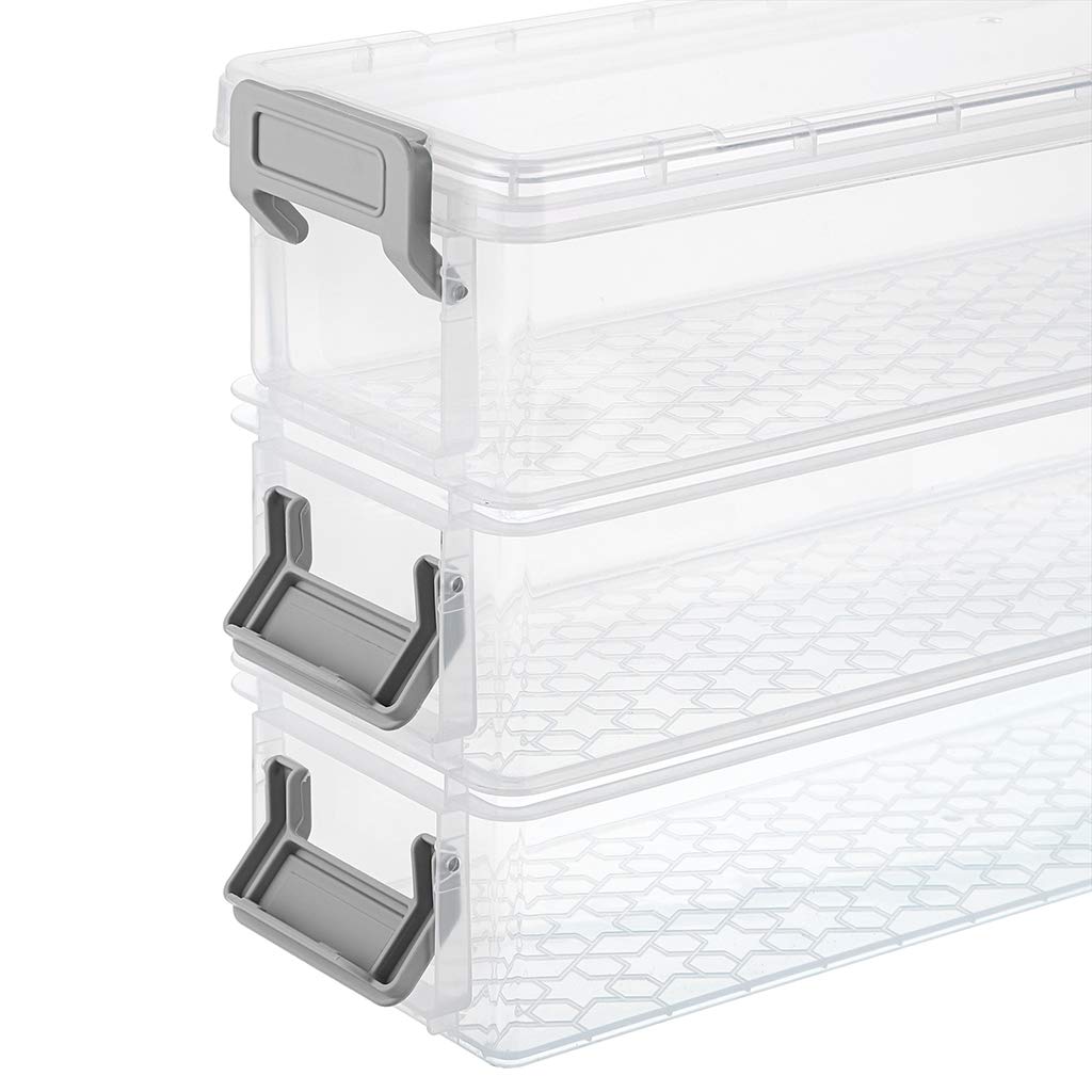 BTSKY Long Plastic Stackable Boxes Home, Office Supplies Storage Organizer Pencil Box Plastic