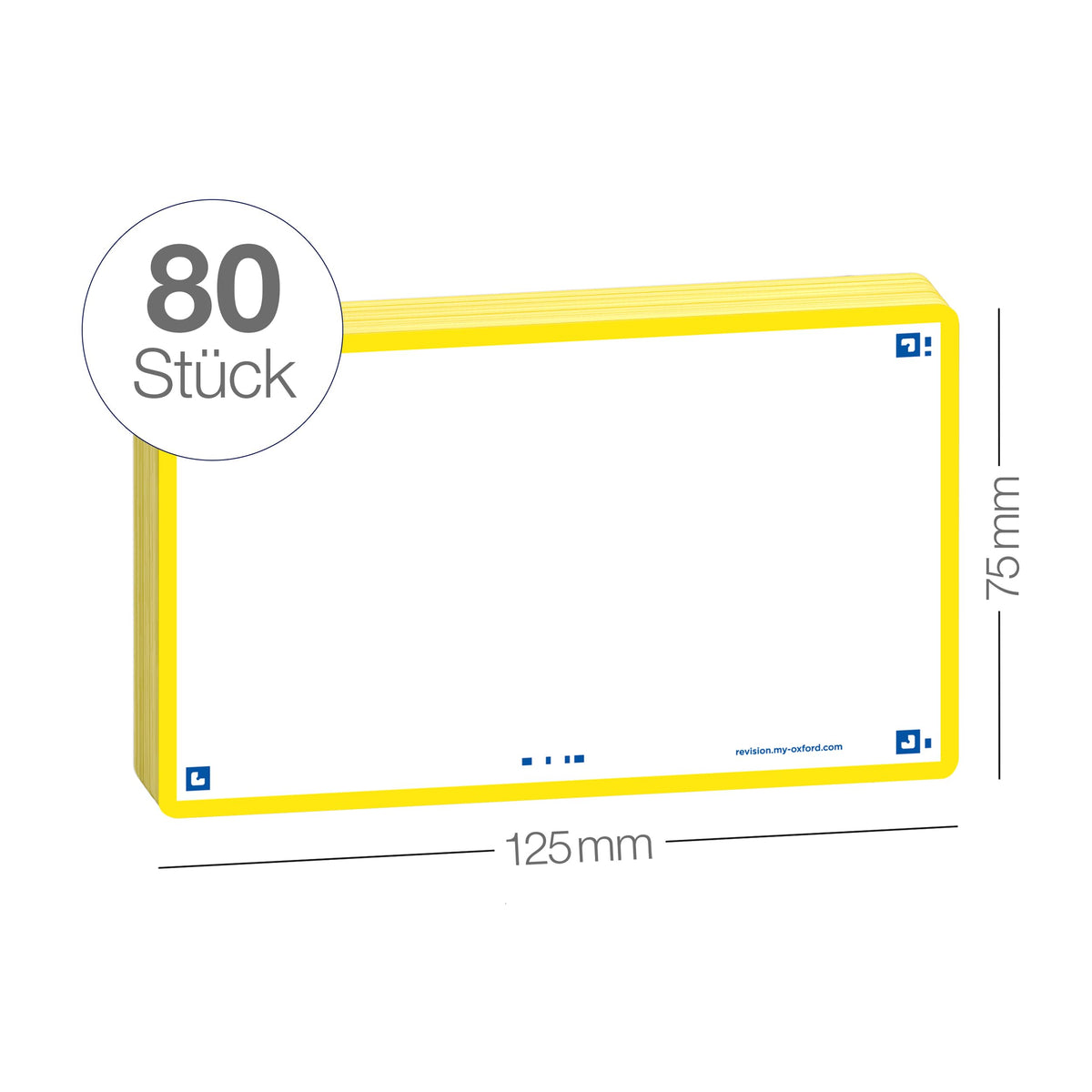 Flash Cards by Oxford, Blank with Yellow Frame, Pack of 80 Cards, 7.5x12.5cm Size 400133895