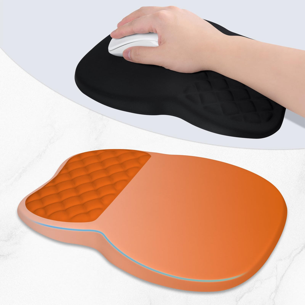 ITNRSIIET Ergonomic Mouse Pad Wrist Support with Memory Foam Massage Bulge & Non-Slip PU Base